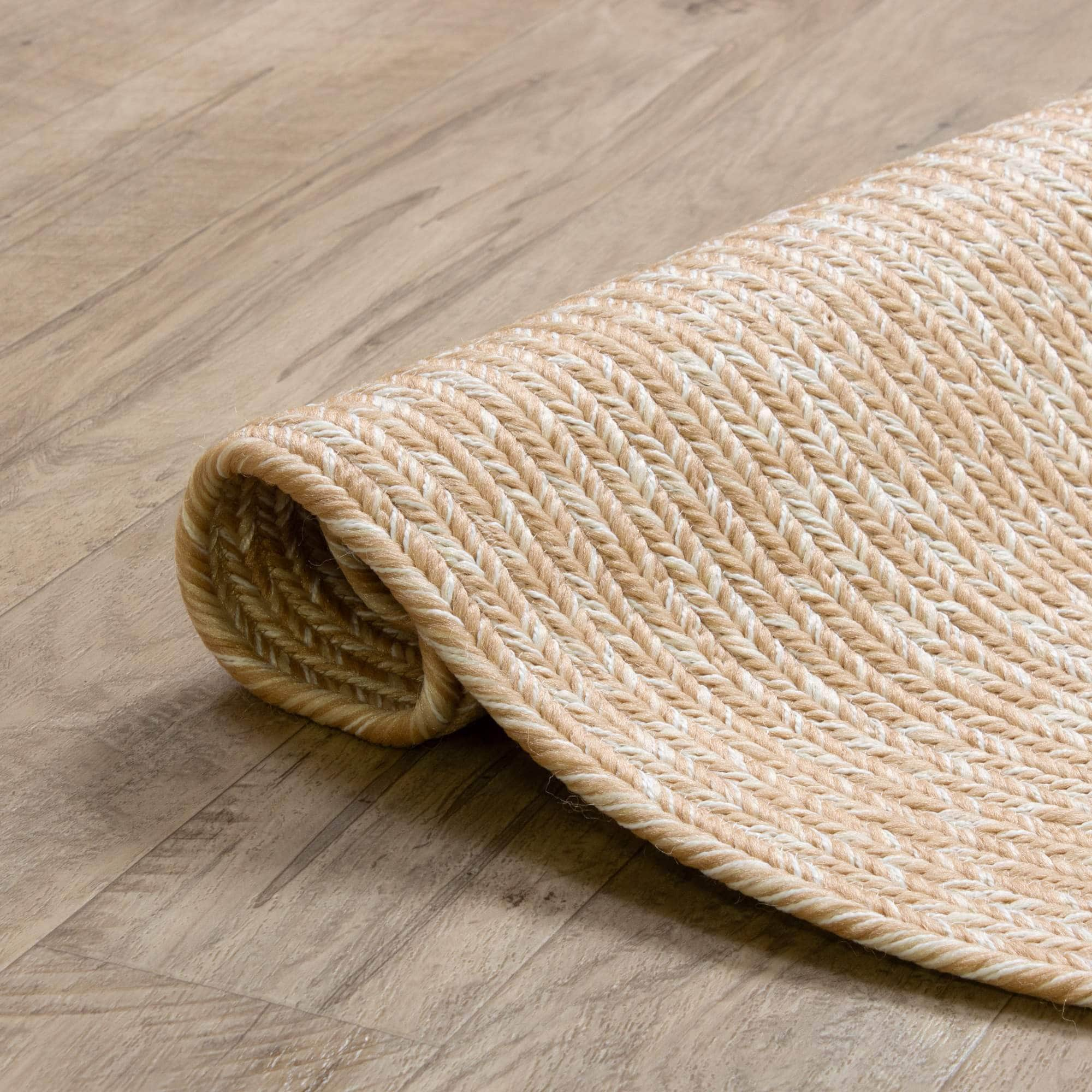 Cantebury CAN01H Beige / Brown Braided Rug #color_beige / brown