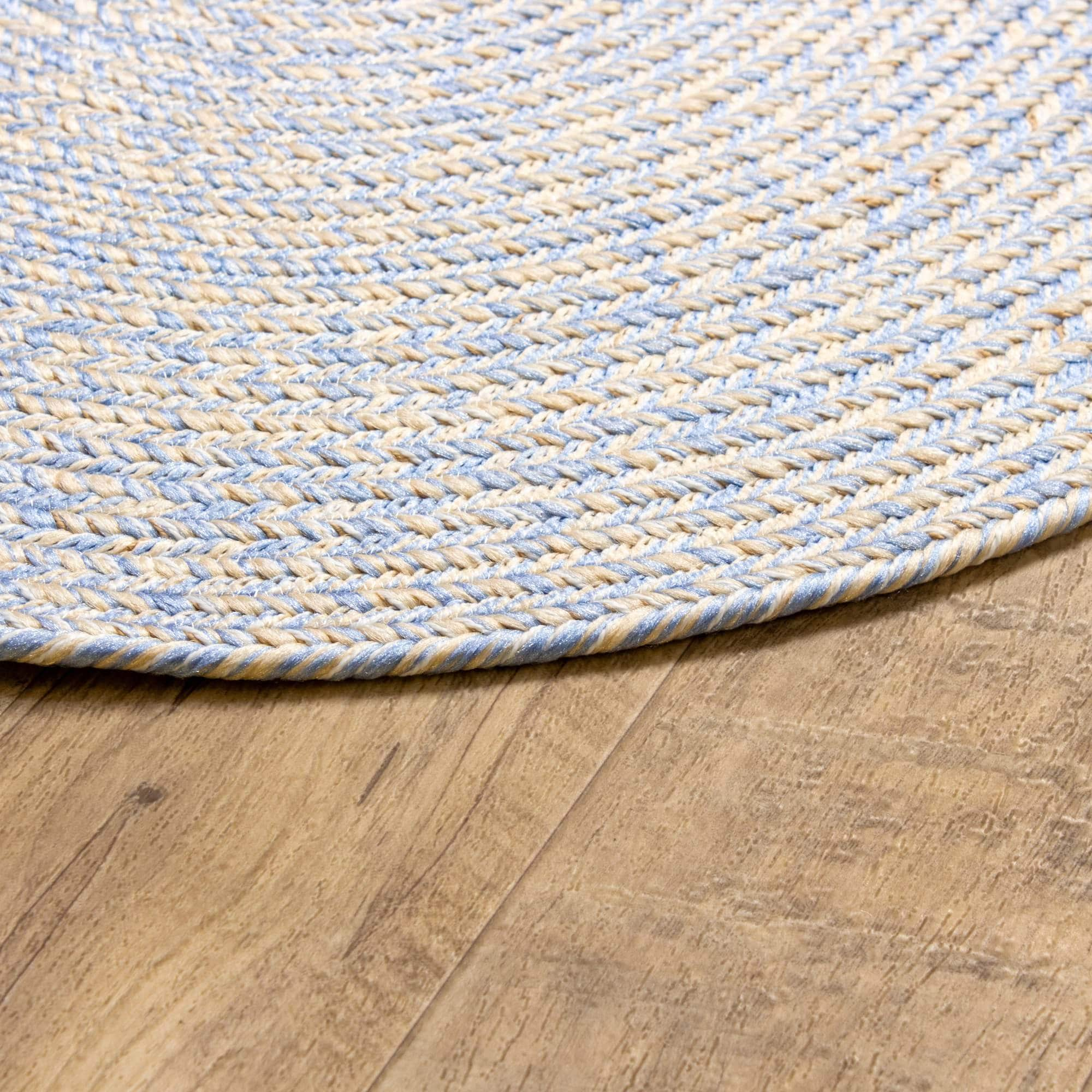 Cantebury CAN01F Blue, Beige Braided Rug #color_blue, beige