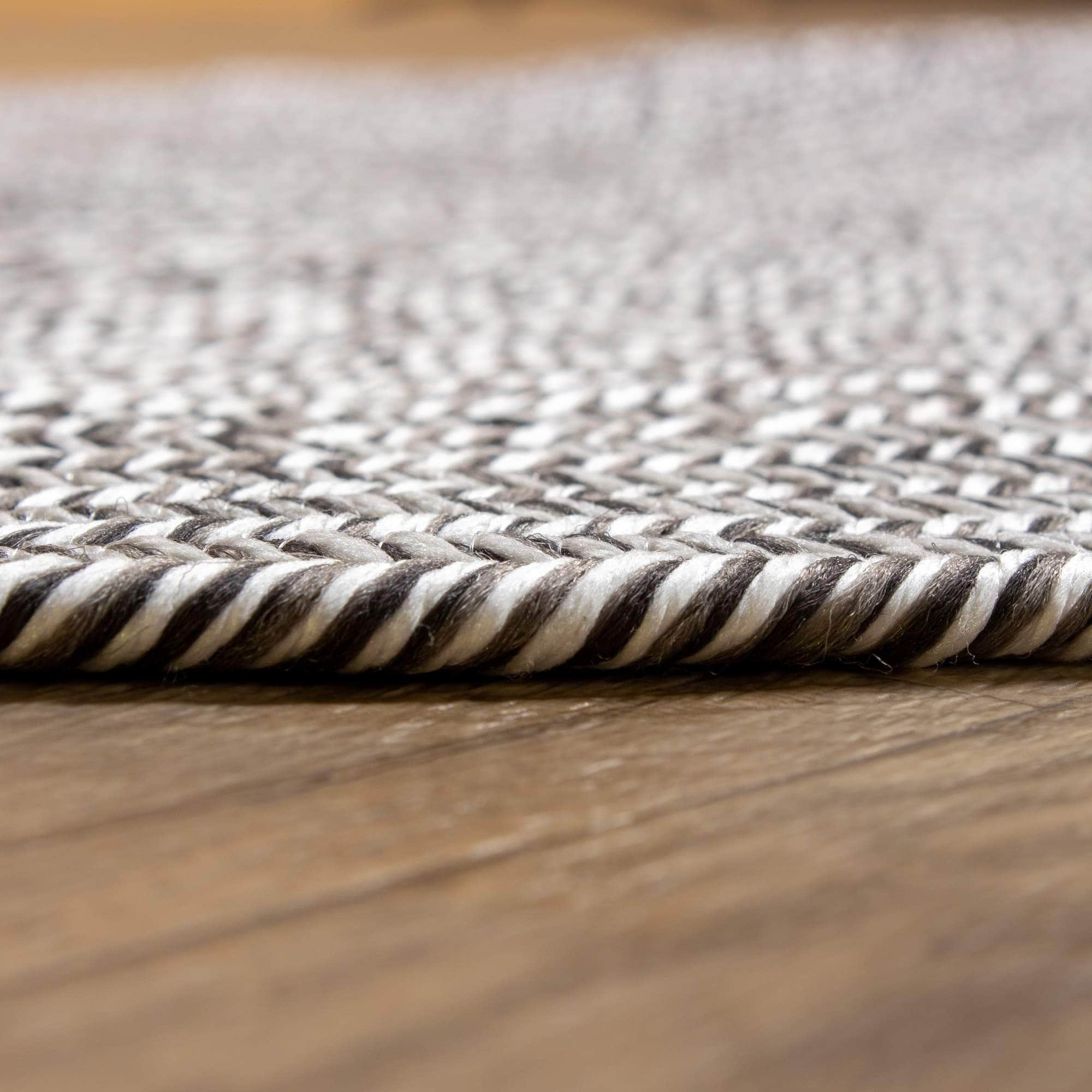 Cantebury CAN01G Dark Gray / Light Gray Braided Rug #color_dark gray / light gray