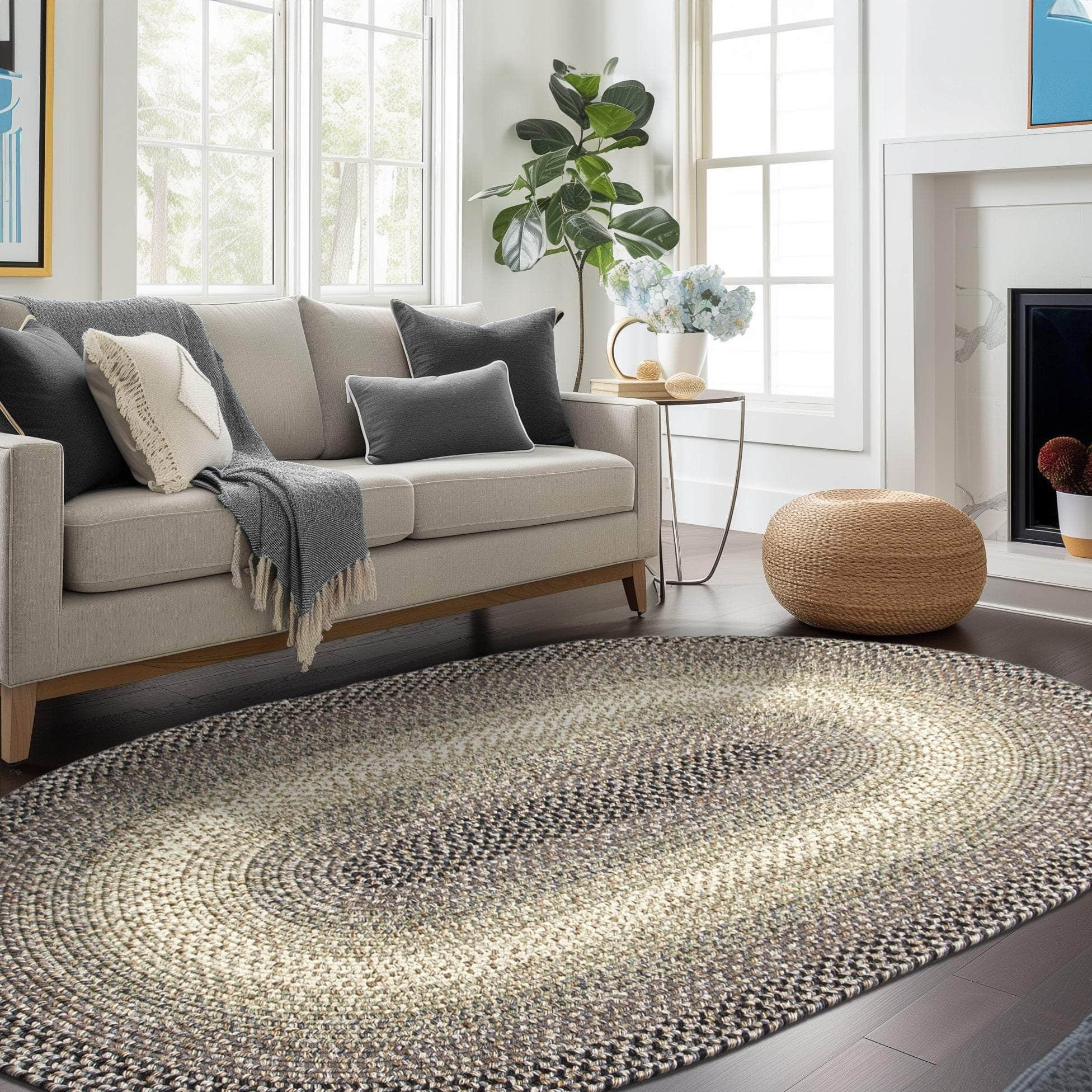 Ridgewood Indoor Outdoor Braided Rug #color_Gray