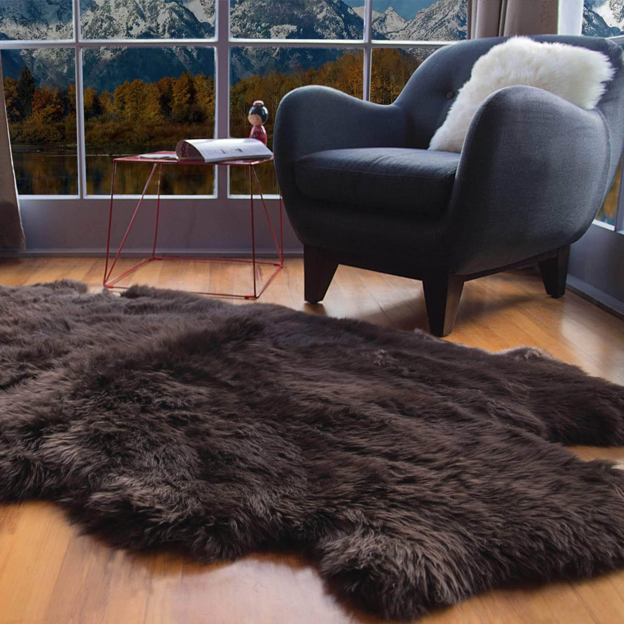 Natural Sheepskin Rug Shearling Fur Pelt #size_4' x 6'