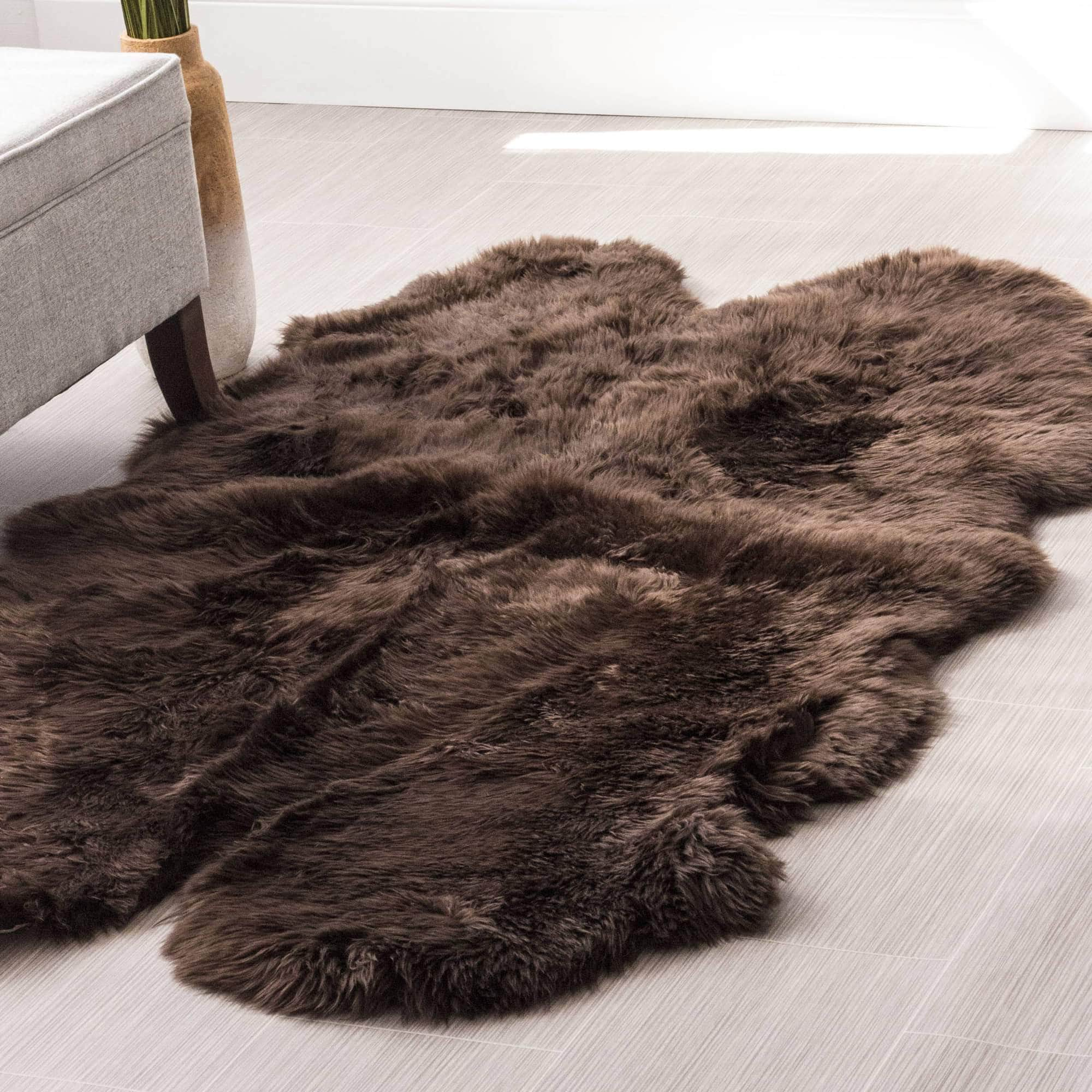 Natural Sheepskin Rug Shearling Fur Pelt #size_4' x 6'