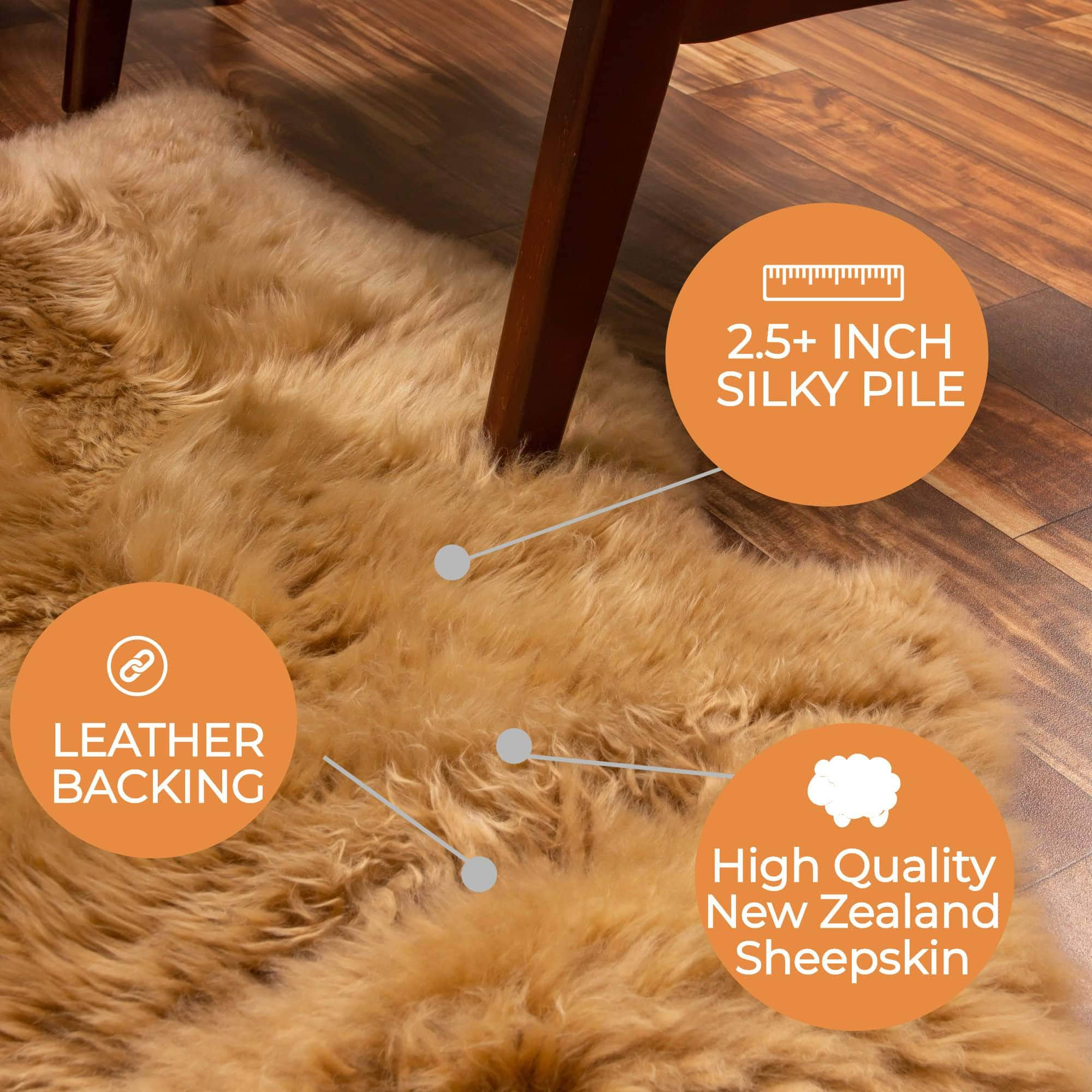 Natural Sheepskin Rug Shearling Fur Pelt #size_2' x 3'