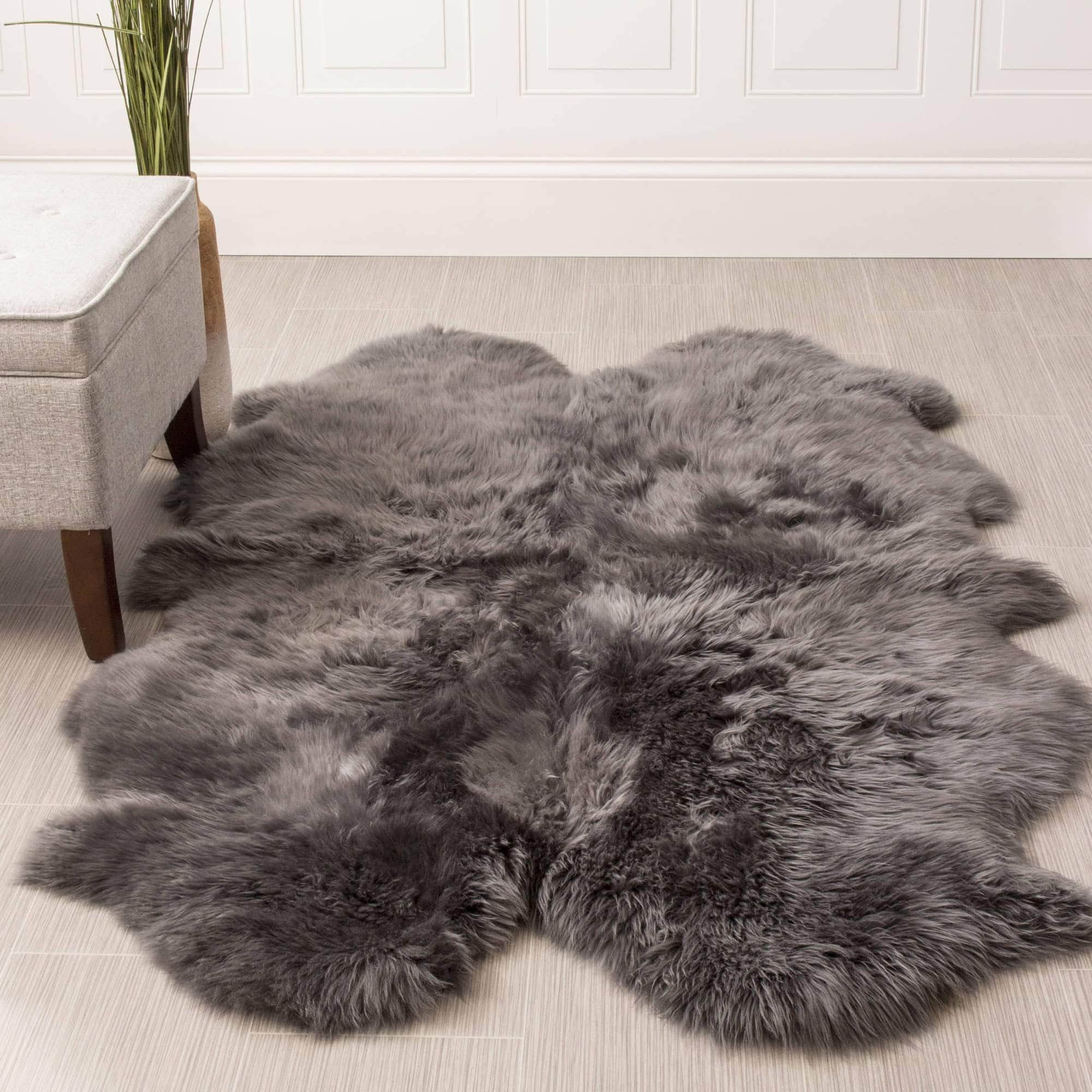 Natural Sheepskin Rug Shearling Fur Pelt #size_4' x 6'