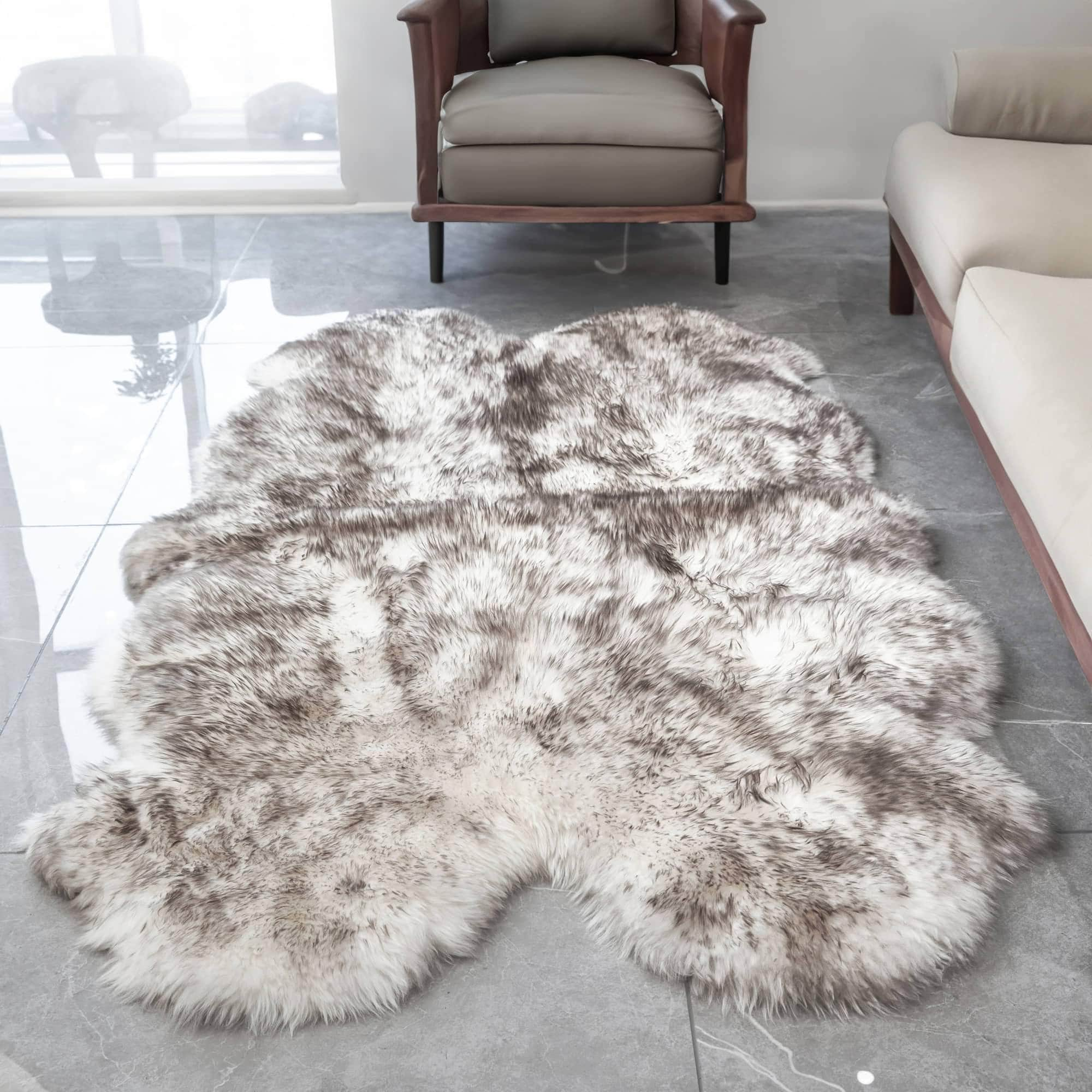 Natural Sheepskin Rug Shearling Fur Pelt #size_4' x 6'