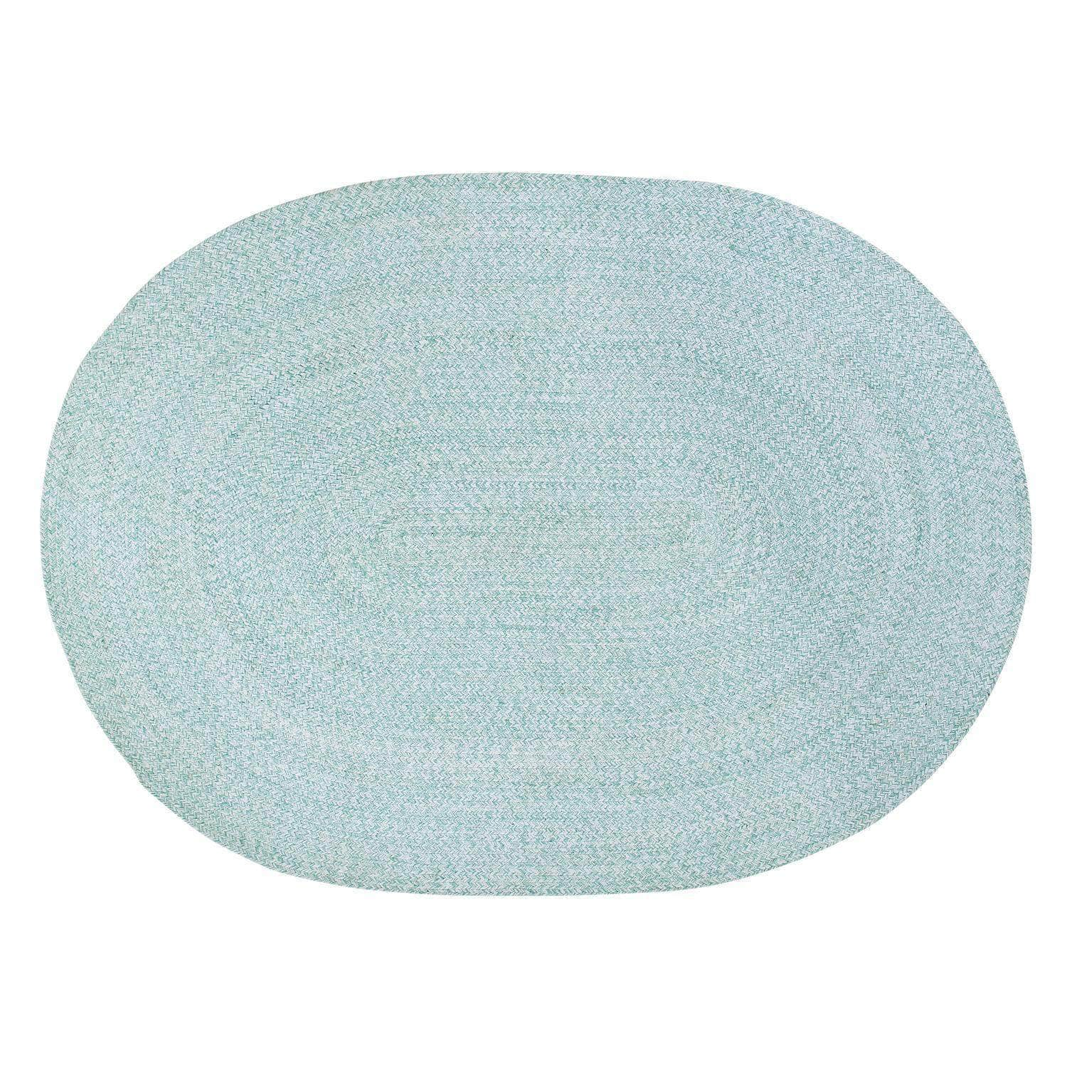 Turquoise & White Braided Rug Farmhouse Clearance #shape_Runner