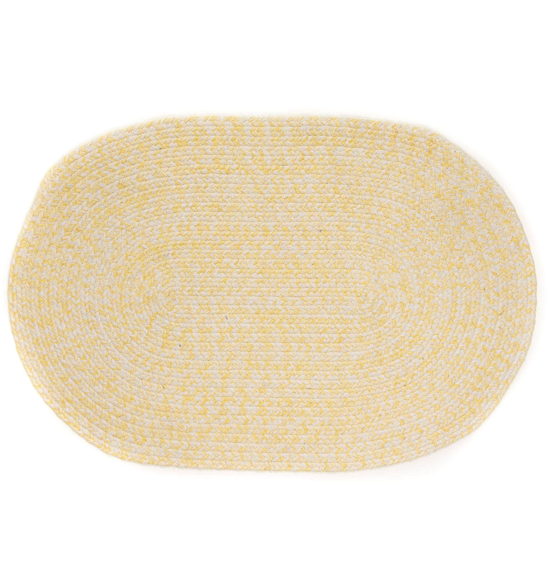 Yellow & White Braided Rug Farmhouse Clearance #shape_Runner