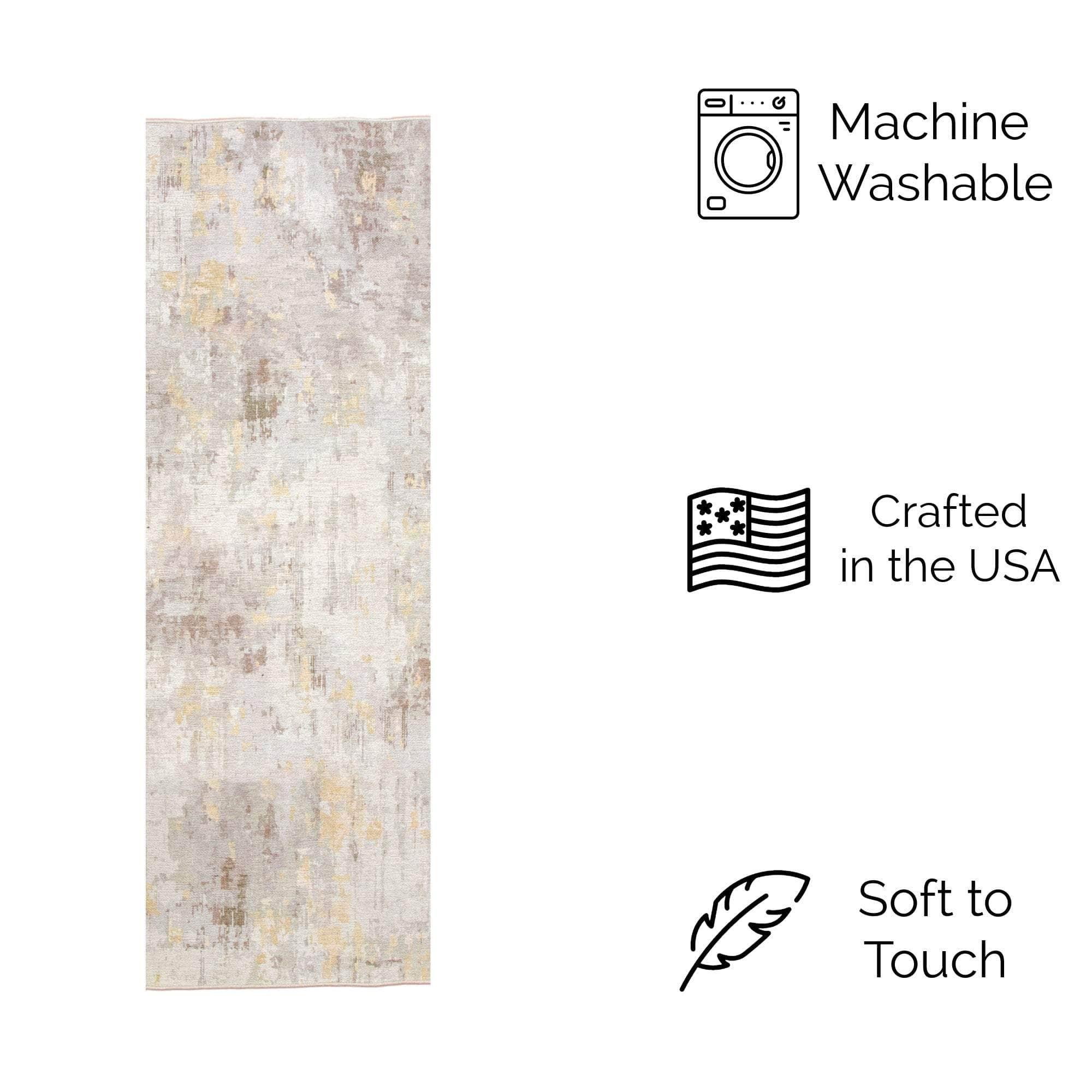 Machine Washable Rug LAN01C Gold / Beige SAR-Lancaster #color_gold / beige