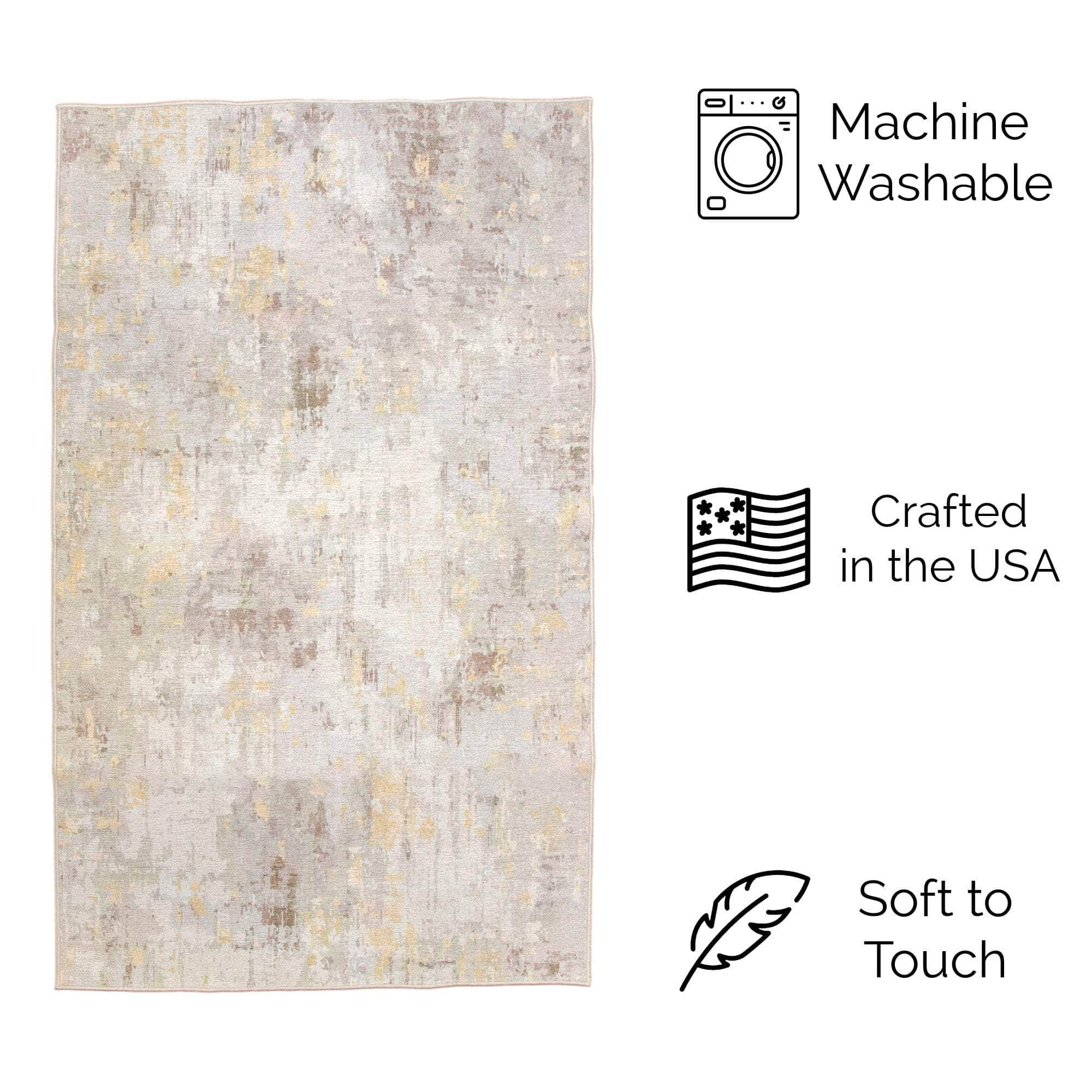 Machine Washable Rug LAN01C Gold / Beige SAR-Lancaster #color_gold / beige