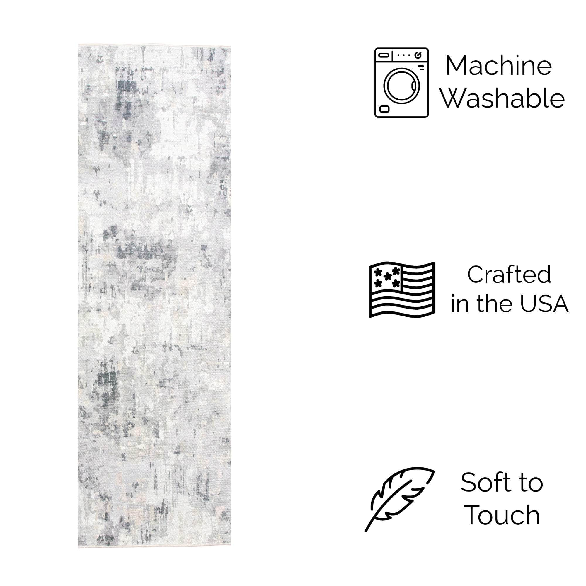 Machine Washable Rug LAN01D Charcoal / Gray SAR-Lancaster #color_charcoal / gray