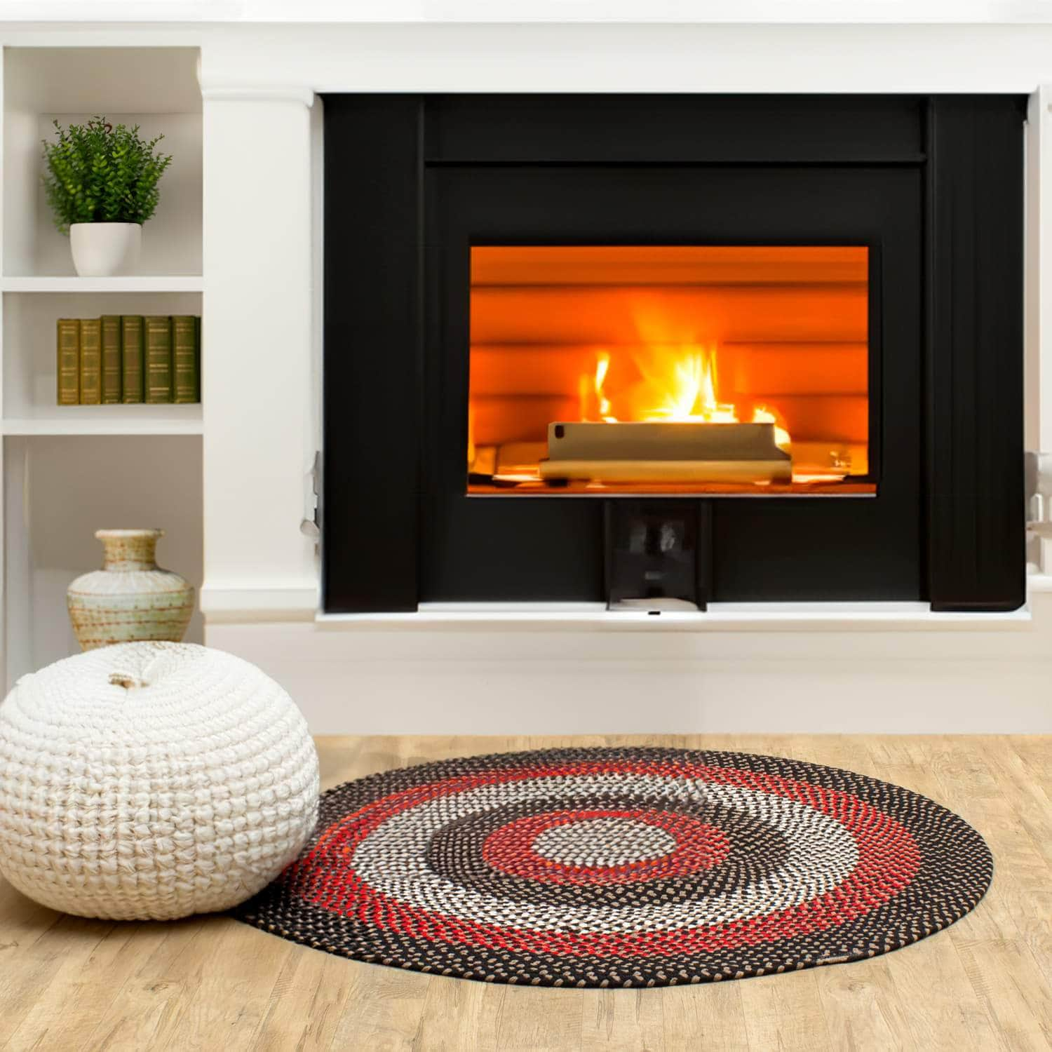 Handmade Braided Rug Black Cotton Rug #color_black