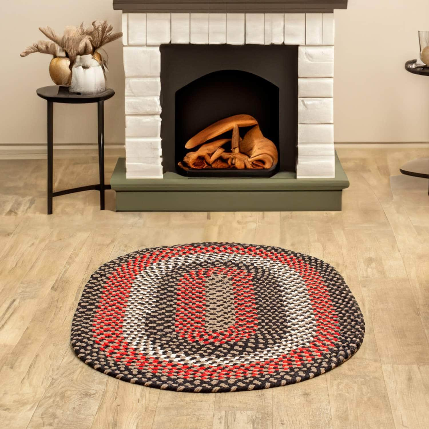 Handmade Braided Rug Black Cotton Rug #color_black