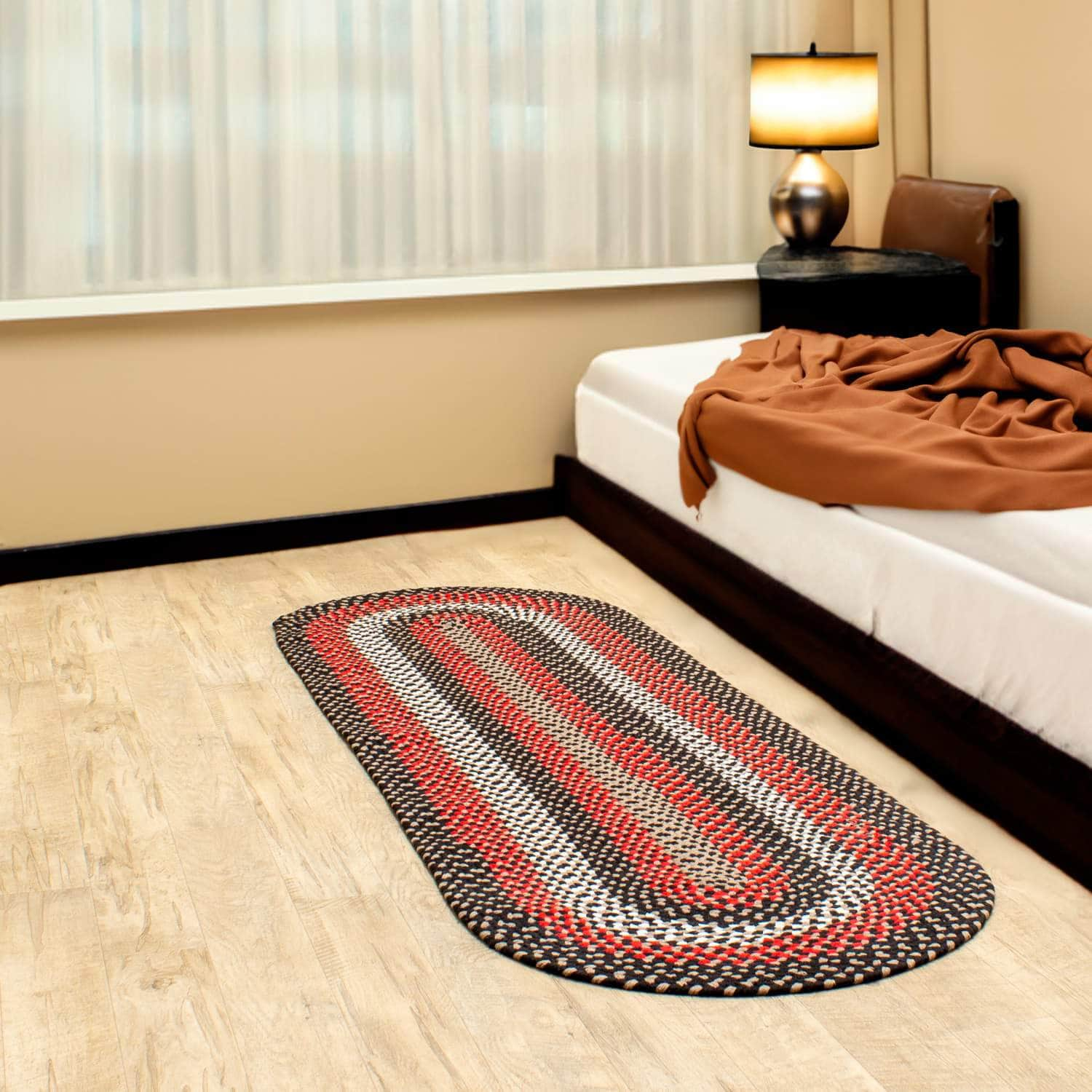 Handmade Braided Rug Black Cotton Rug #color_black