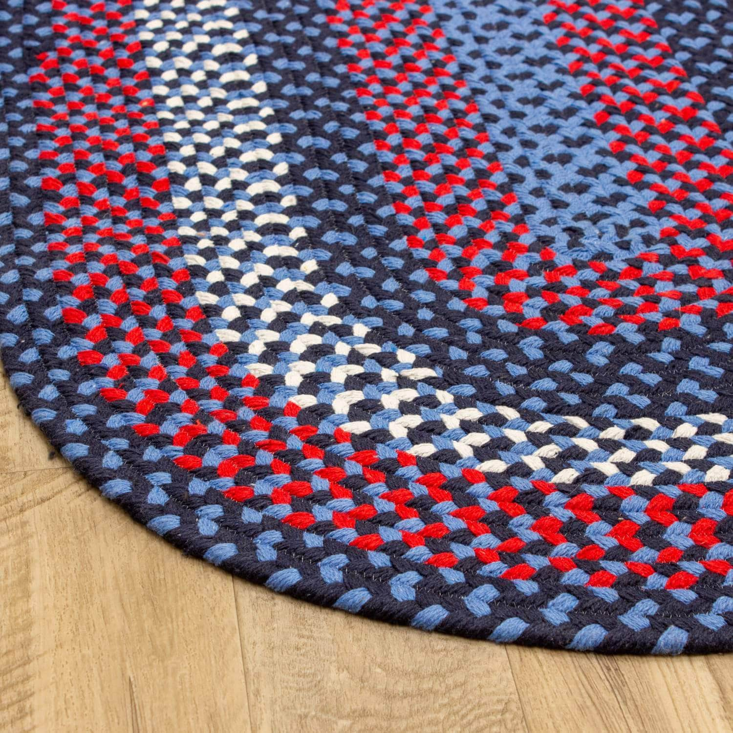 Handmade Braided Rug Blue Cotton Rug #color_blue