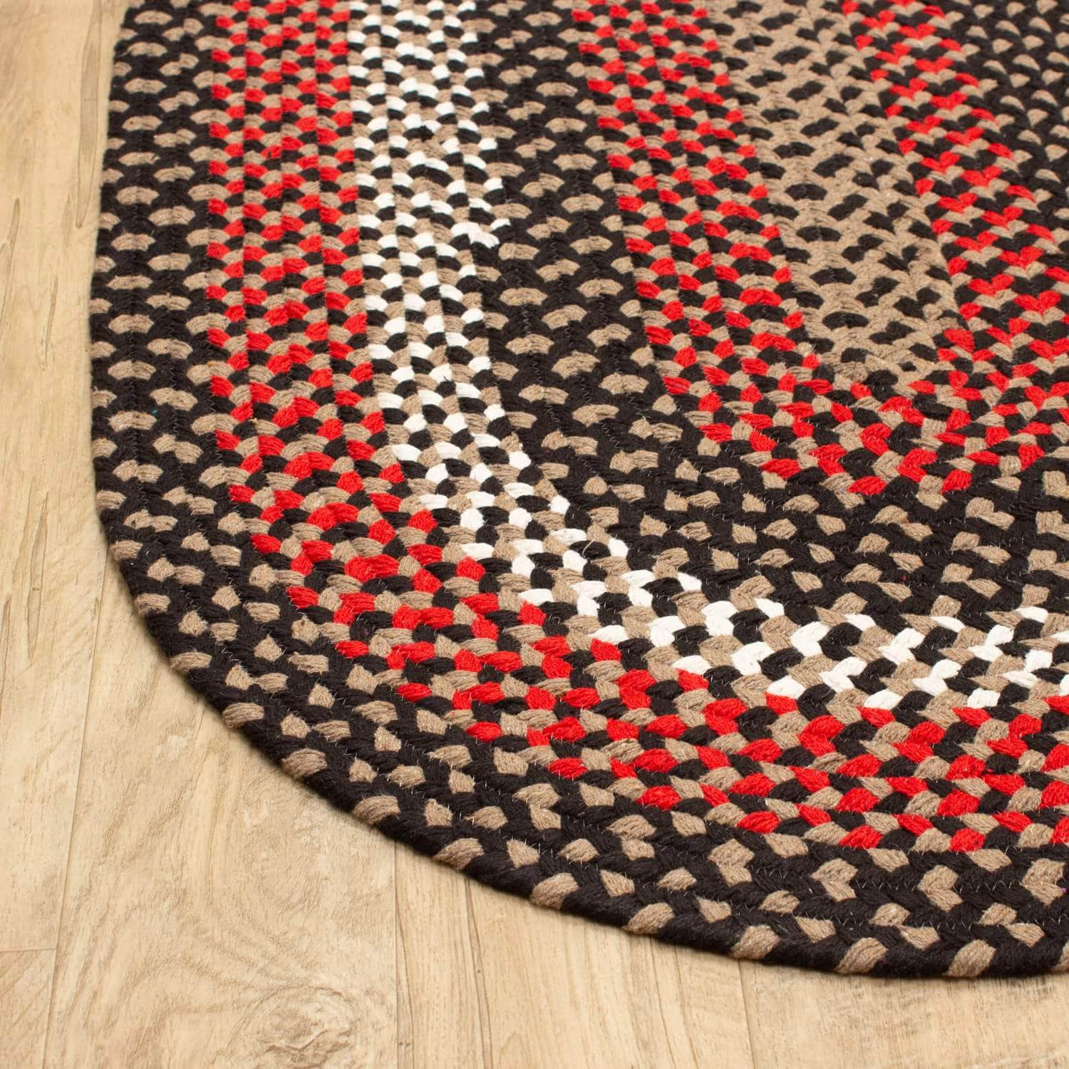 Handmade Braided Rug Black Cotton Rug #color_black