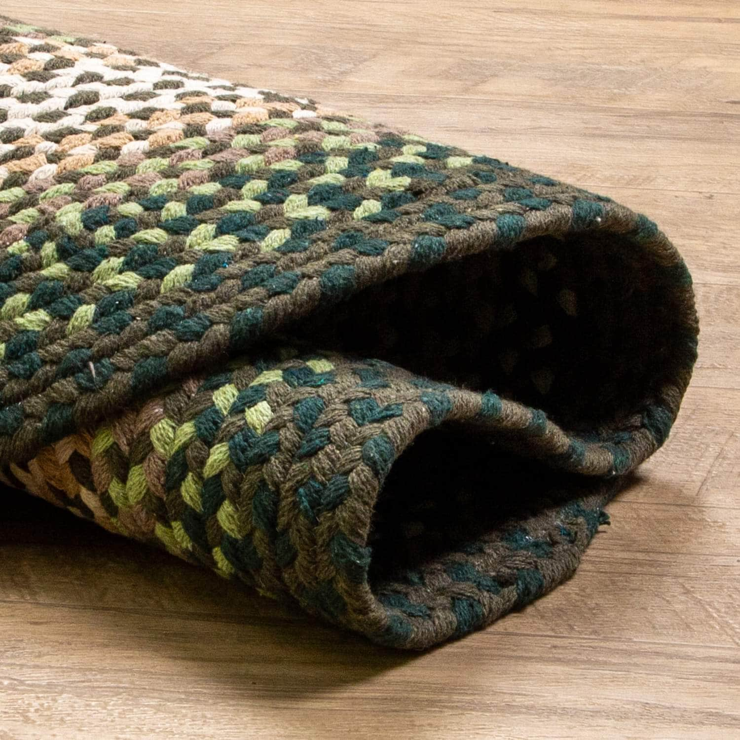 Handmade Braided Rug Green Cotton Rug #color_green