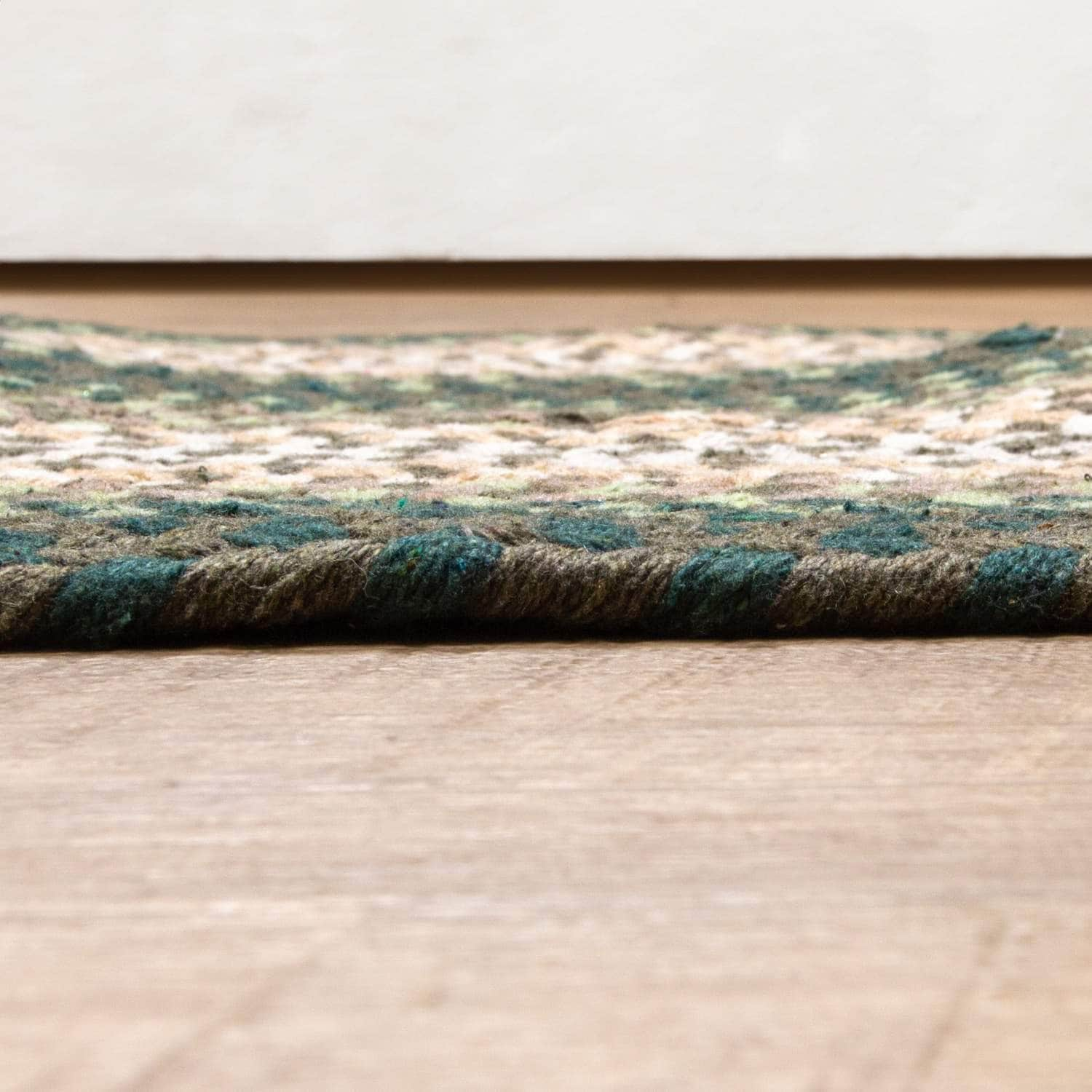 Handmade Braided Rug Green Cotton Rug #color_green