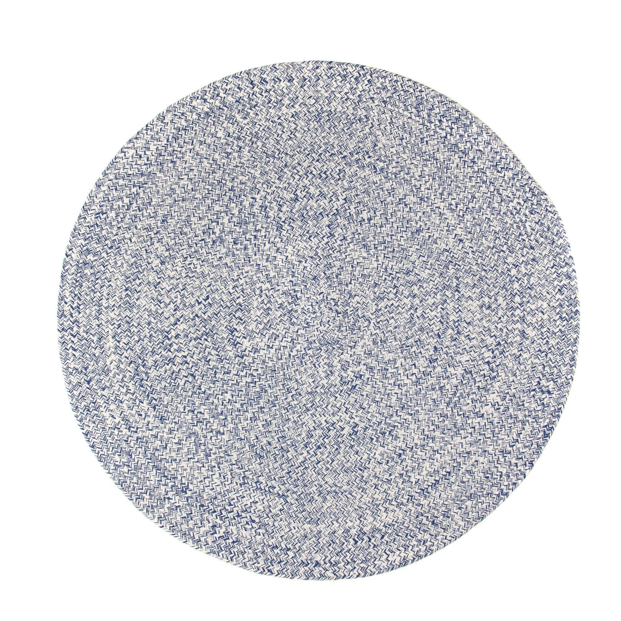 Blue & White Braided Rug Farmhouse Clearance #shape_Round