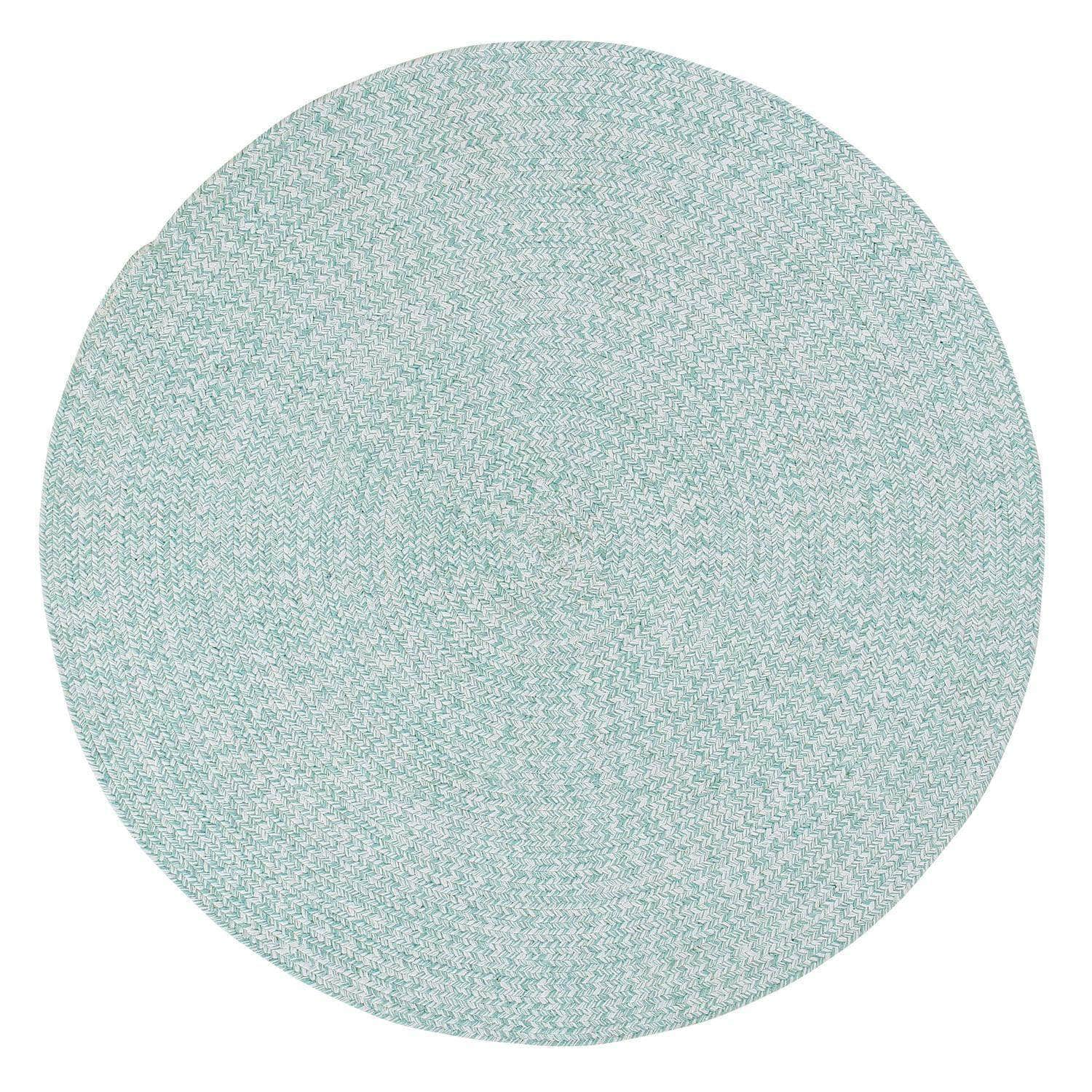 Turquoise & White Braided Rug Farmhouse Clearance #shape_Round