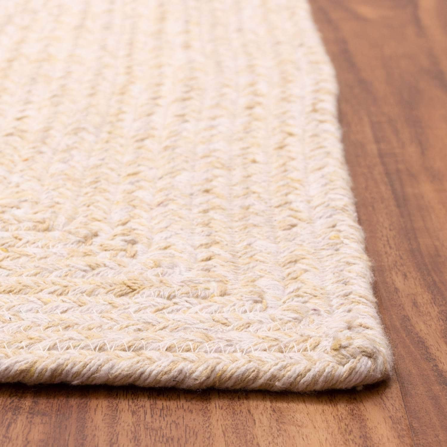 Yellow & White Braided Farmhouse Hand Spun Cotton Rug