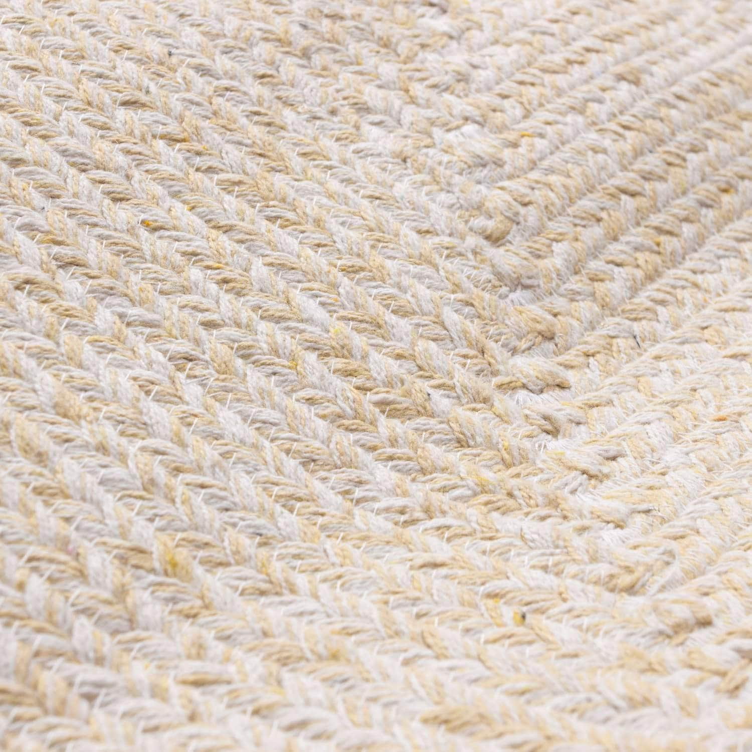 Yellow & White Braided Farmhouse Hand Spun Cotton Rug