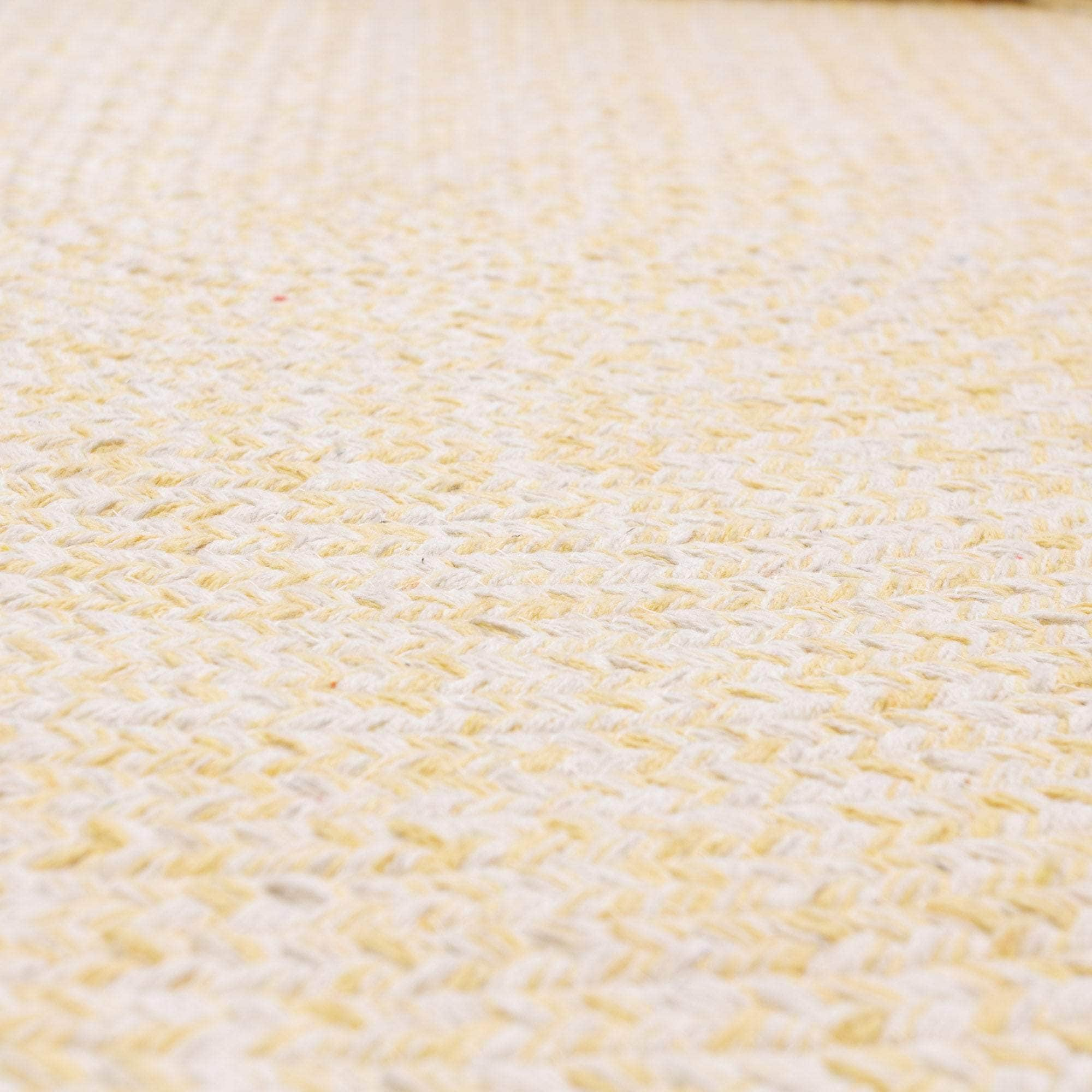 Yellow & White Braided Farmhouse Hand Spun Cotton Rug