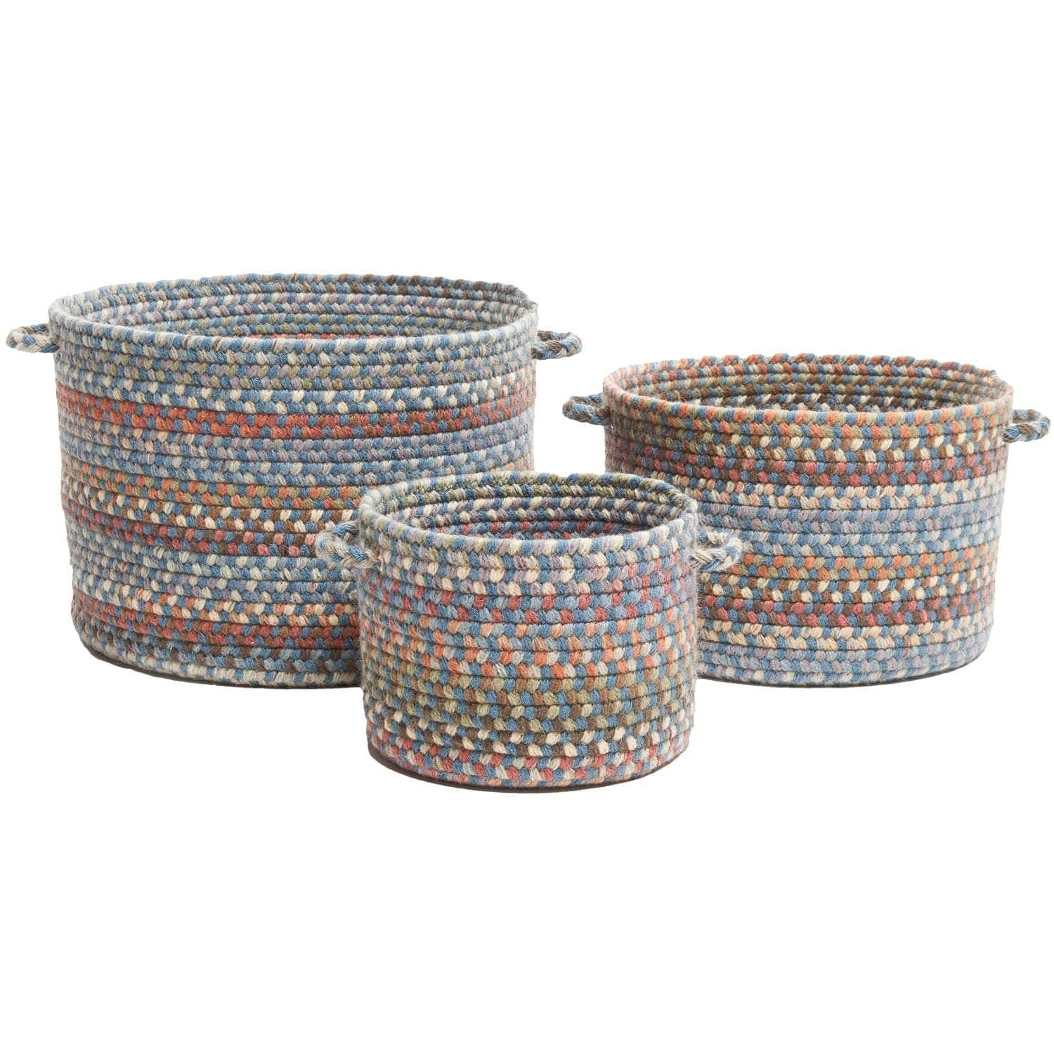 Cherry Hill Braided Wool Baskets #color_bluestone multi