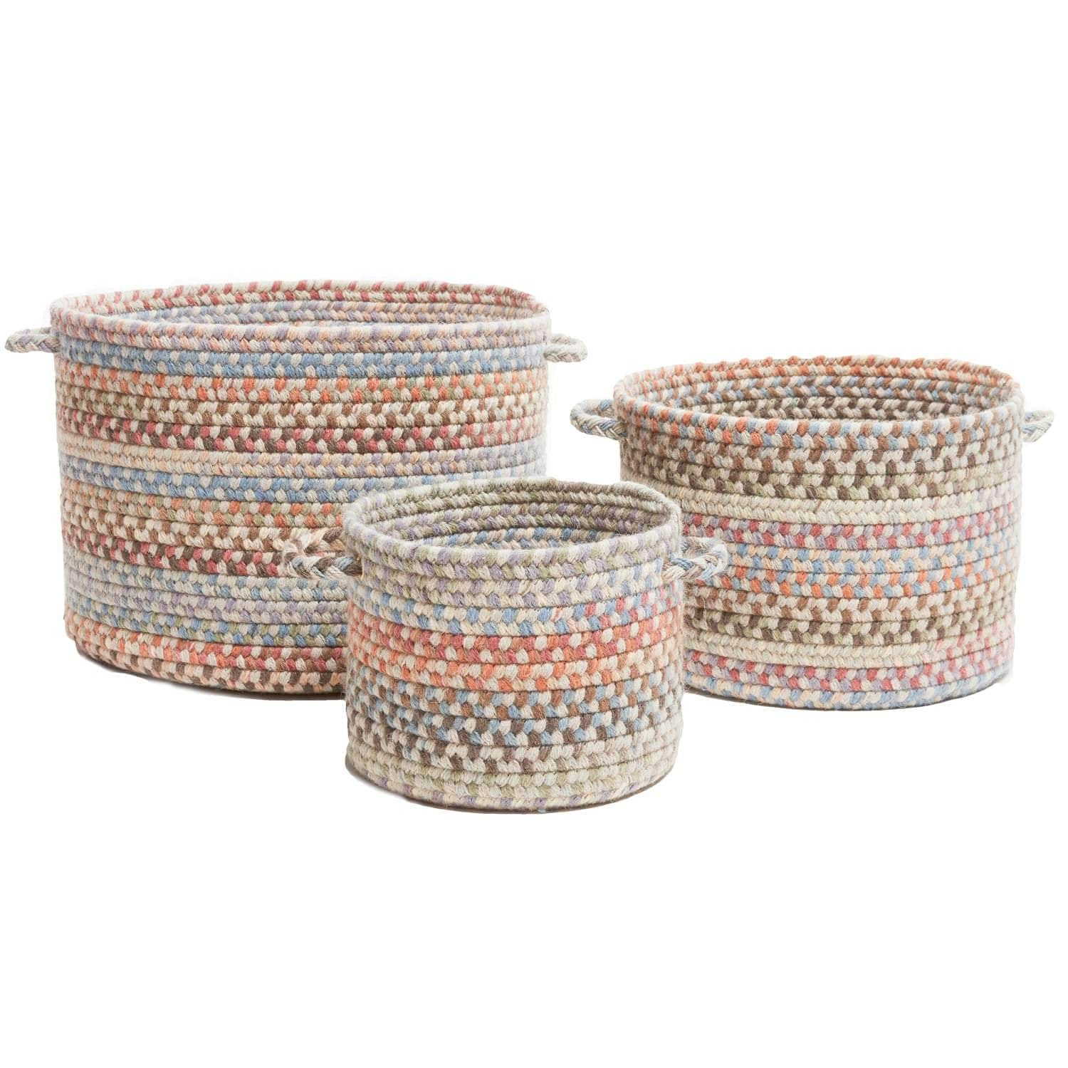 Cherry Hill Braided Wool Baskets #color_graphite multi