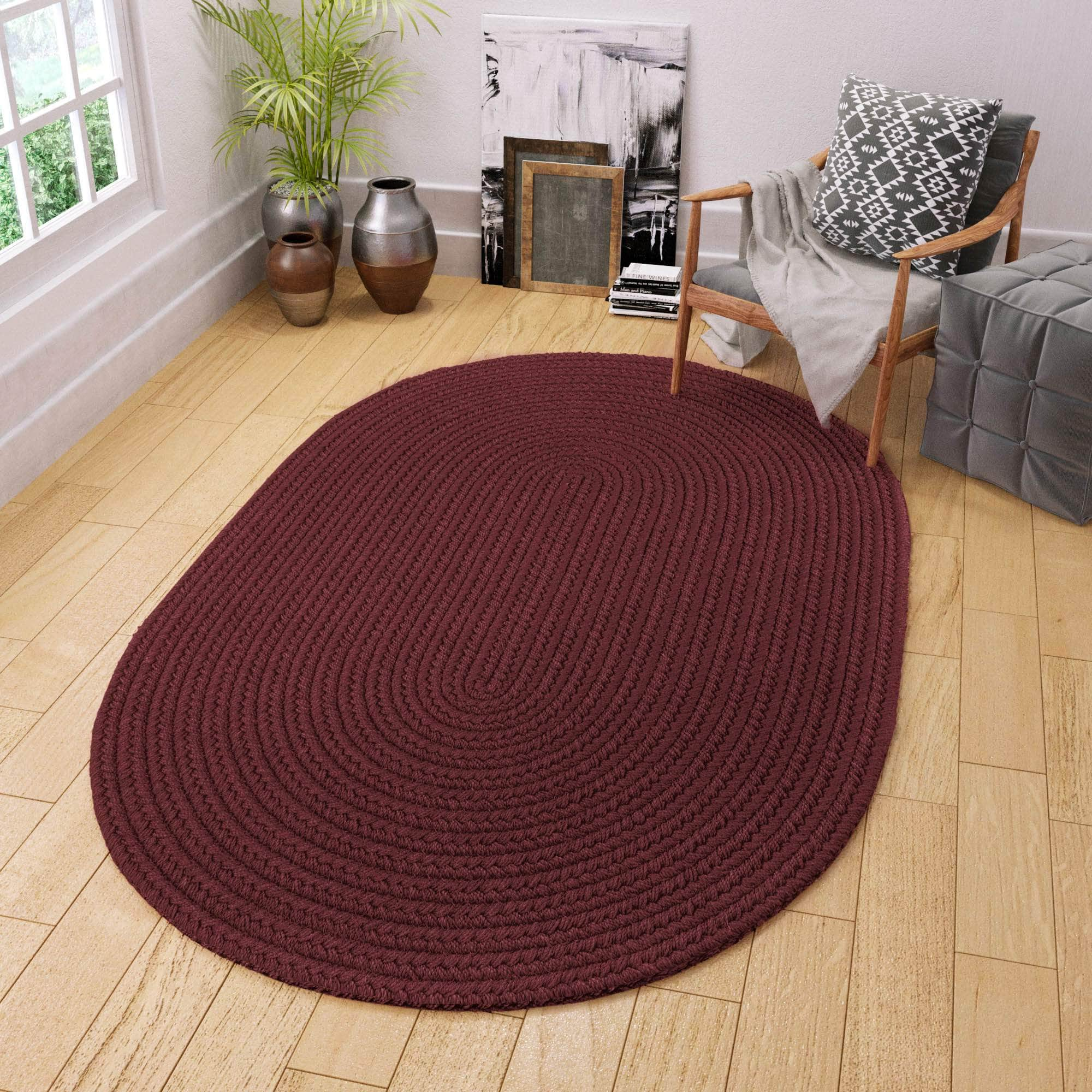 Maui Braided Ultra Durable Outdoor Rug #color_burgundy