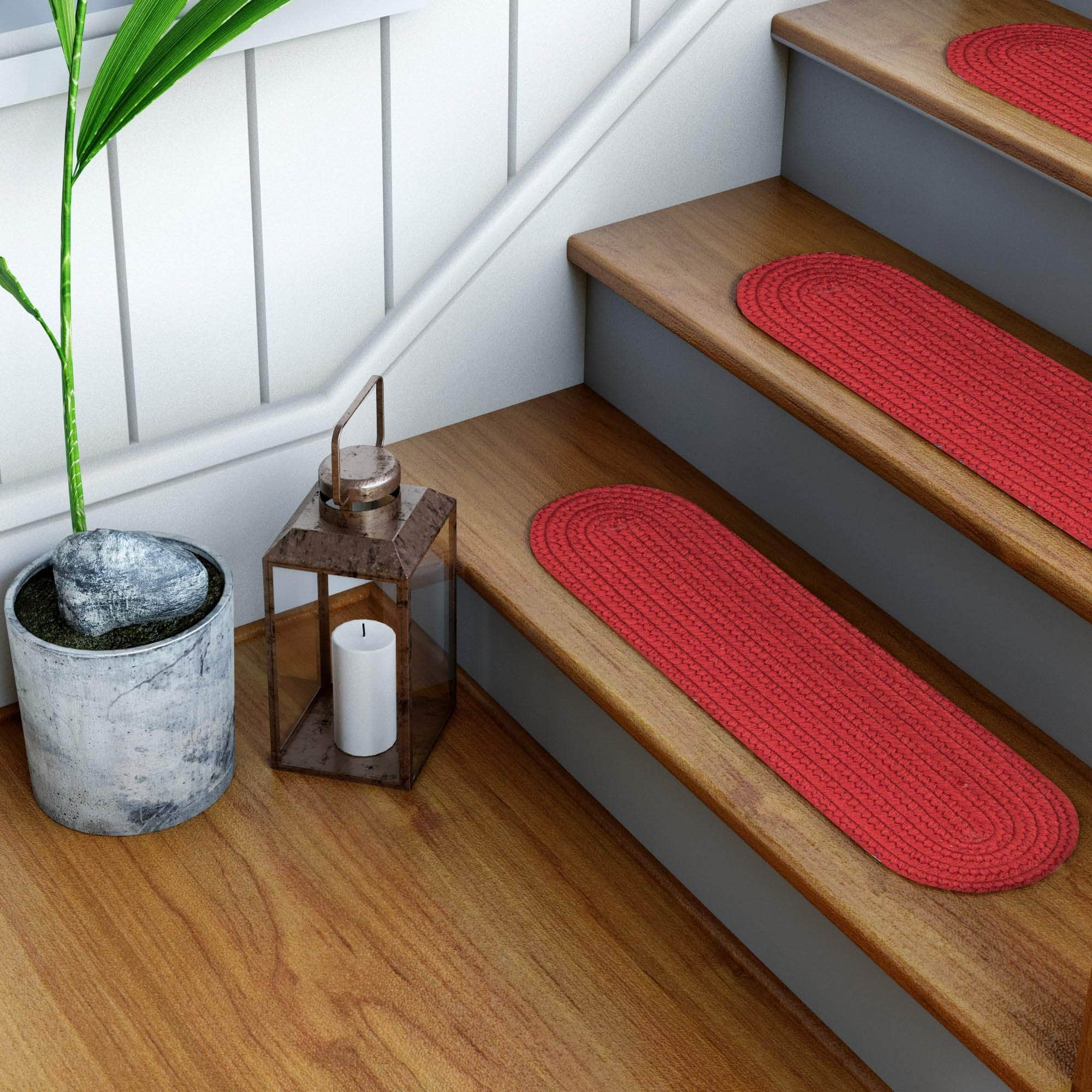 Pura Solid Wool Braided Stair Treads #color_scarlet red