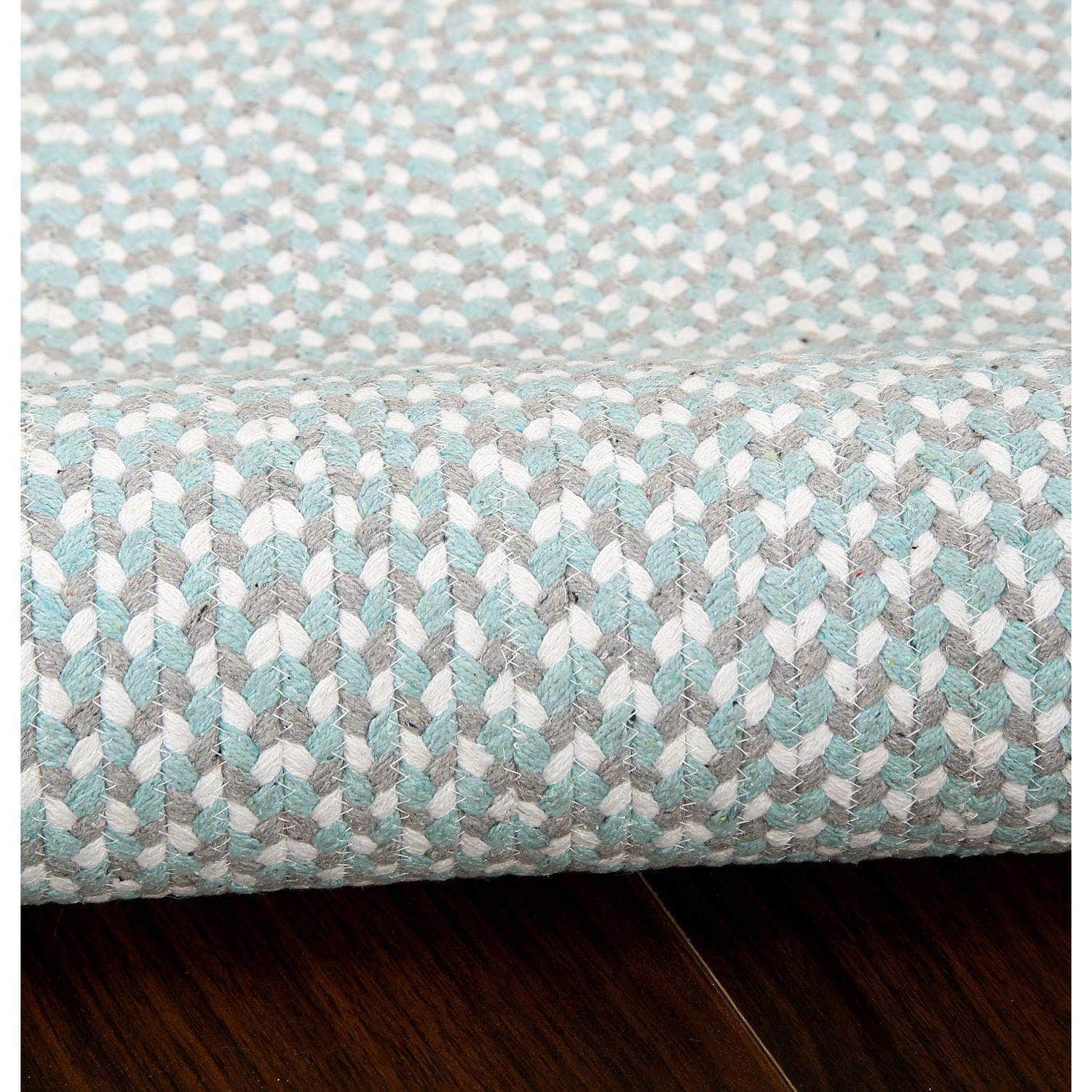 Farmhouse Buffalo Check Cotton Braided Rug #color_teal