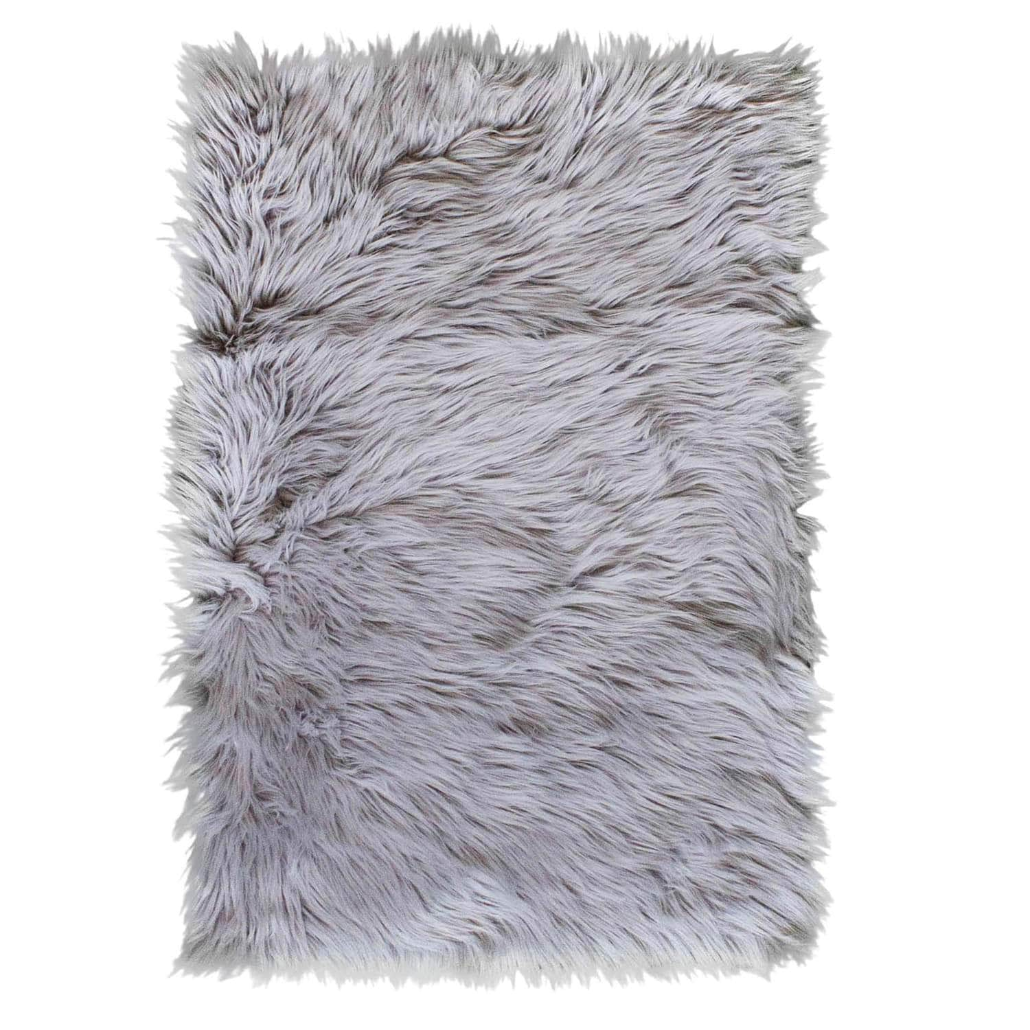 Soft Faux Sheepskin Fur Fluffy Area Rug in Gray #color_gray