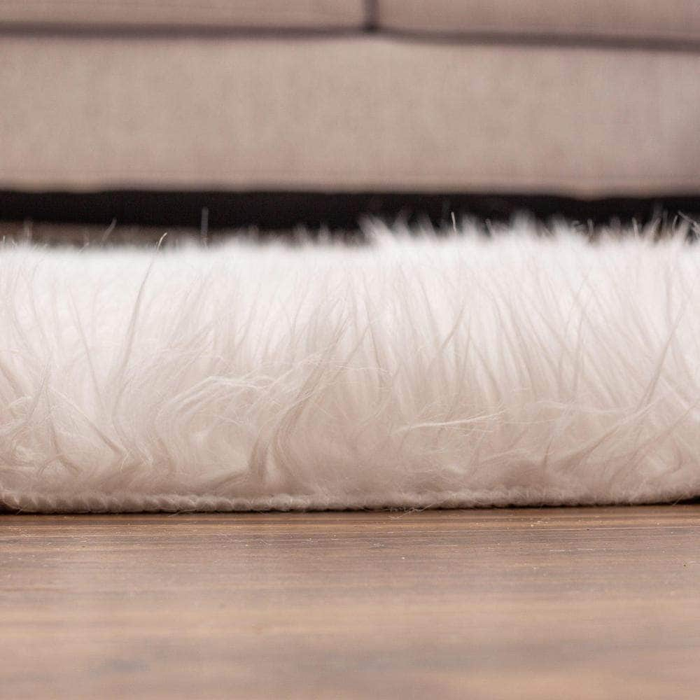 White Faux Sheepskin Shag Rug for Bedrooms #color_white