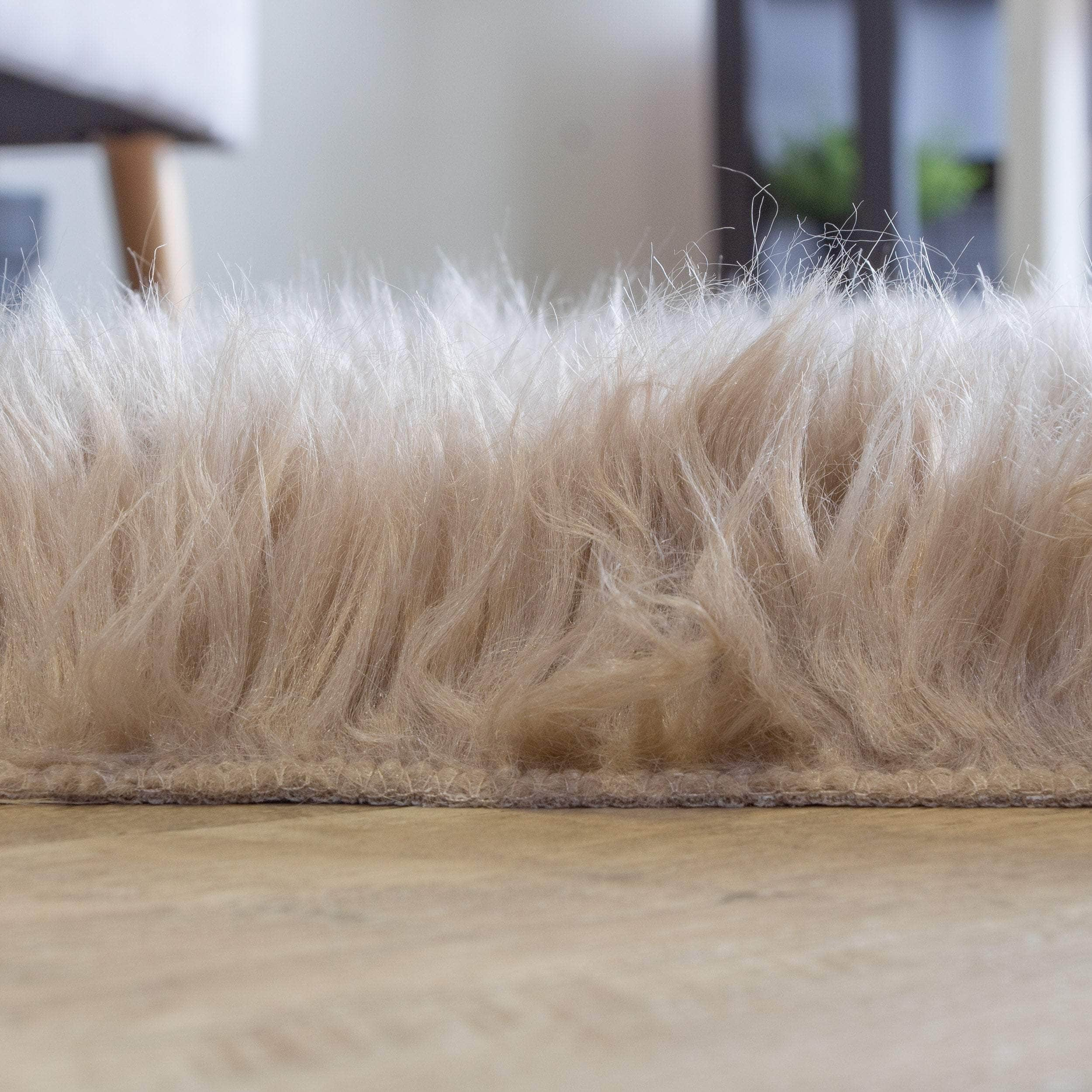 Soft Faux Sheepskin Fur Fluffy Area Rug in Beige #color_light brown