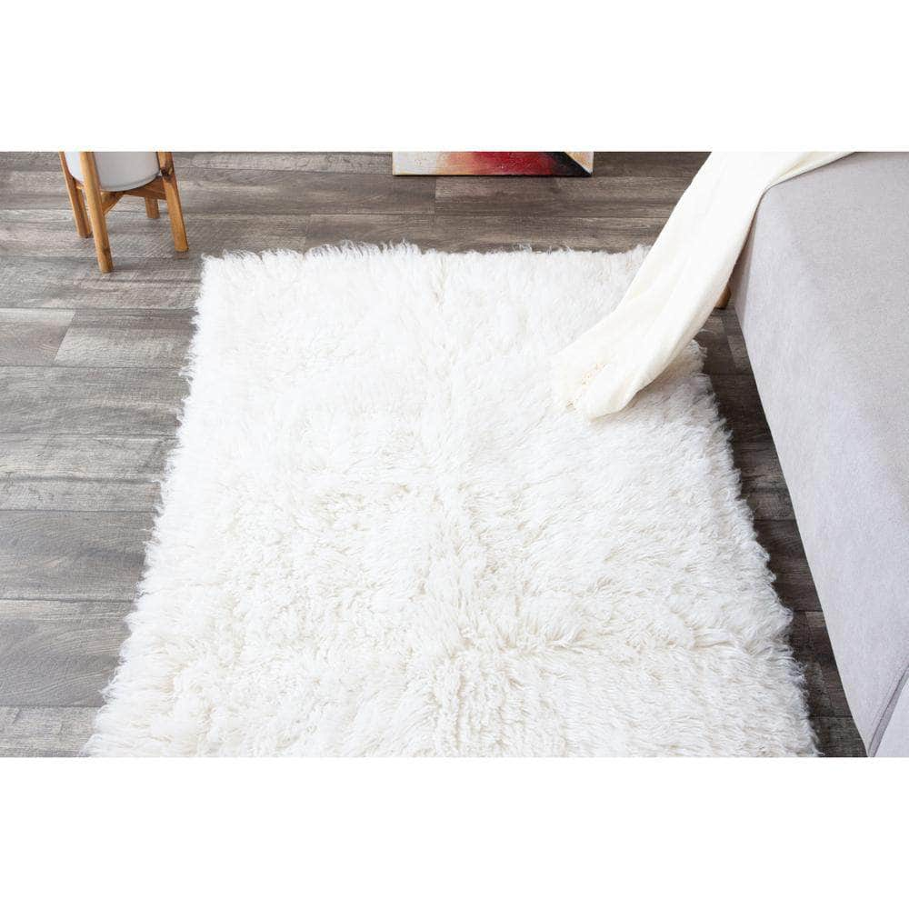 Greek Flokati Wool Hand-Woven Shag Rug #color_white