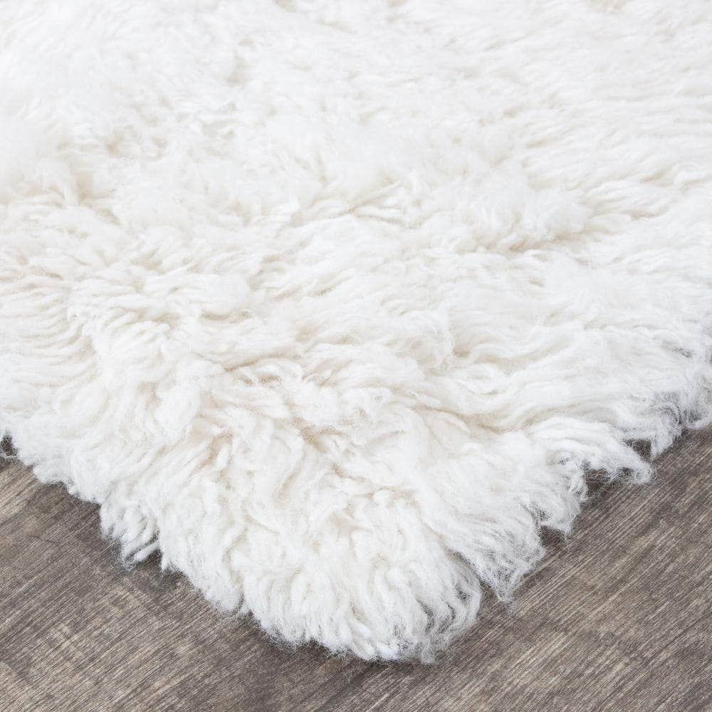 Greek Flokati Wool Hand-Woven Shag Rug #color_white