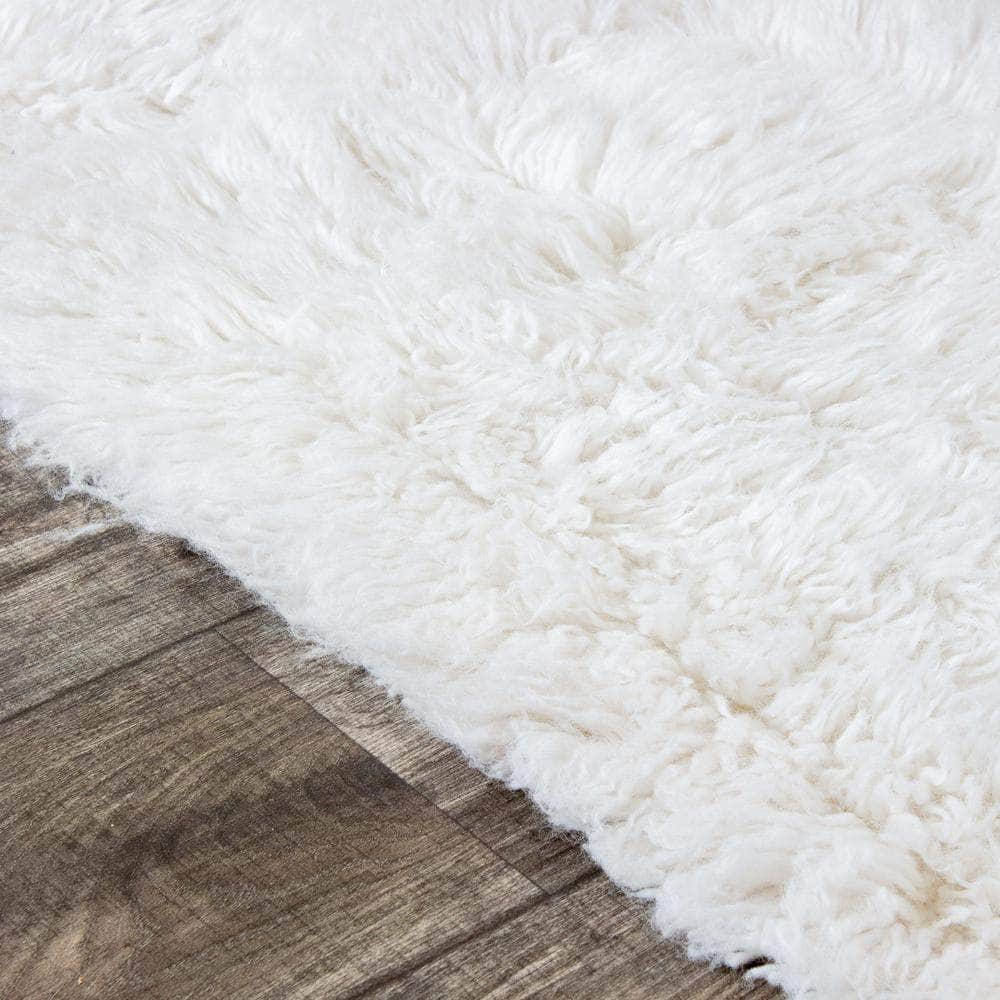 Greek Flokati Wool Hand-Woven Shag Rug #color_white