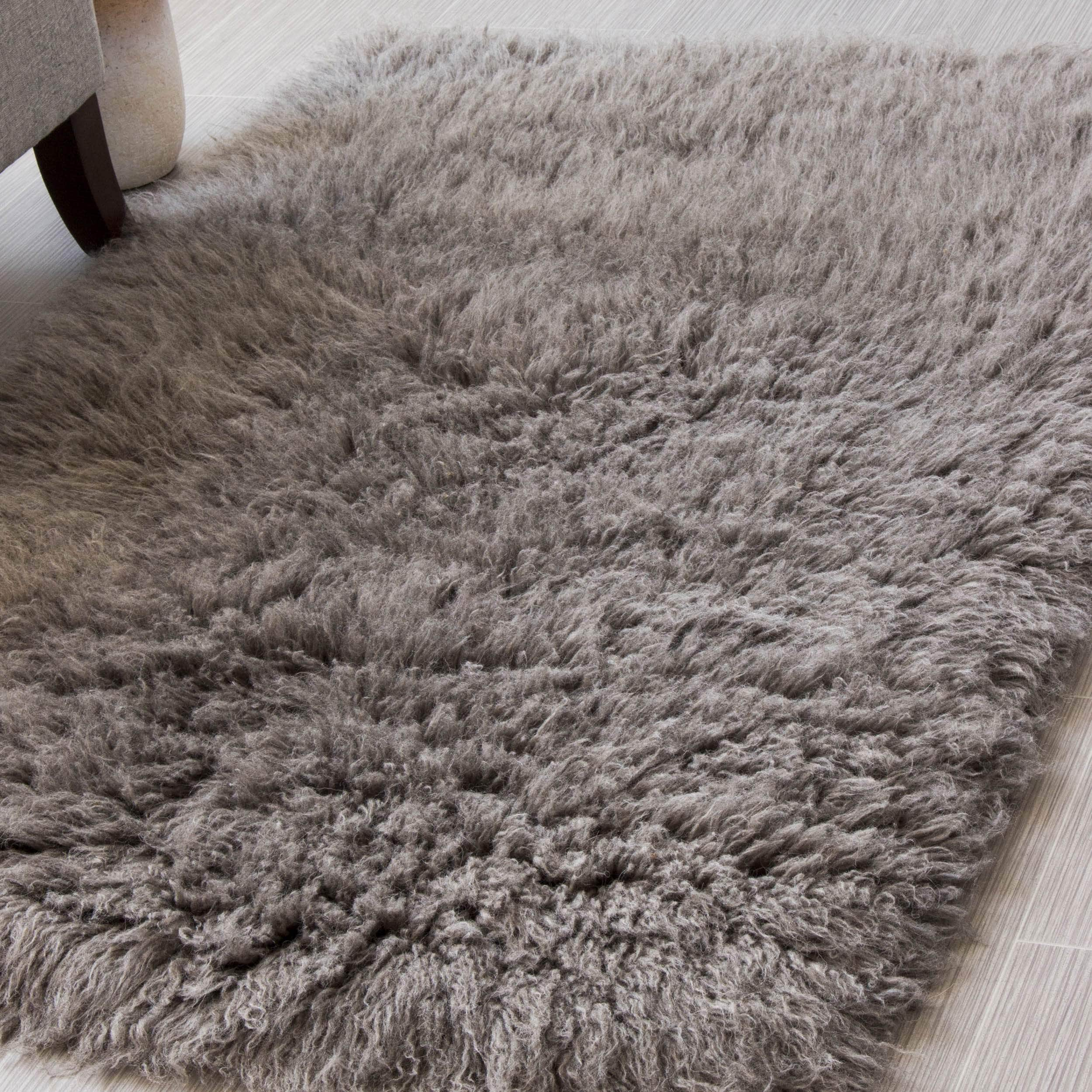 Greek Flokati Wool Hand-Woven Shag Rug #color_gray