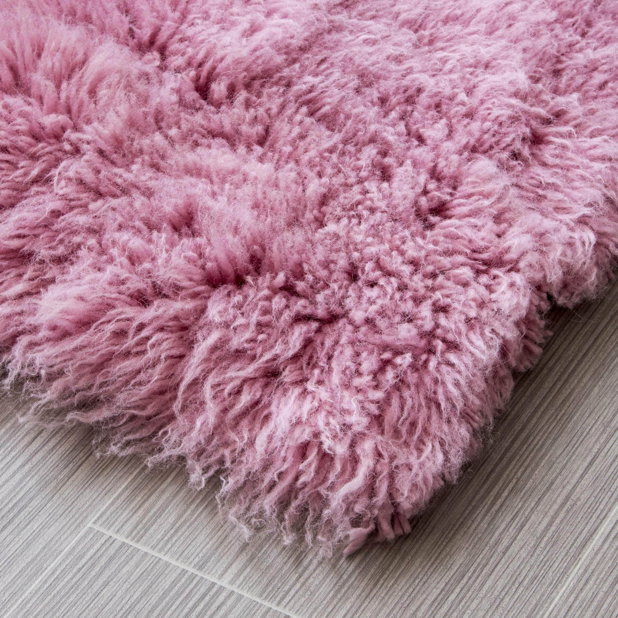 Greek Flokati Wool Hand-Woven Shag Rug #color_pink