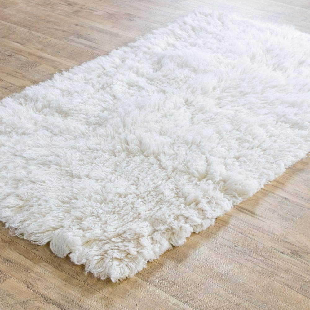 Greek Flokati Wool Hand-Woven Shag Rug #color_white