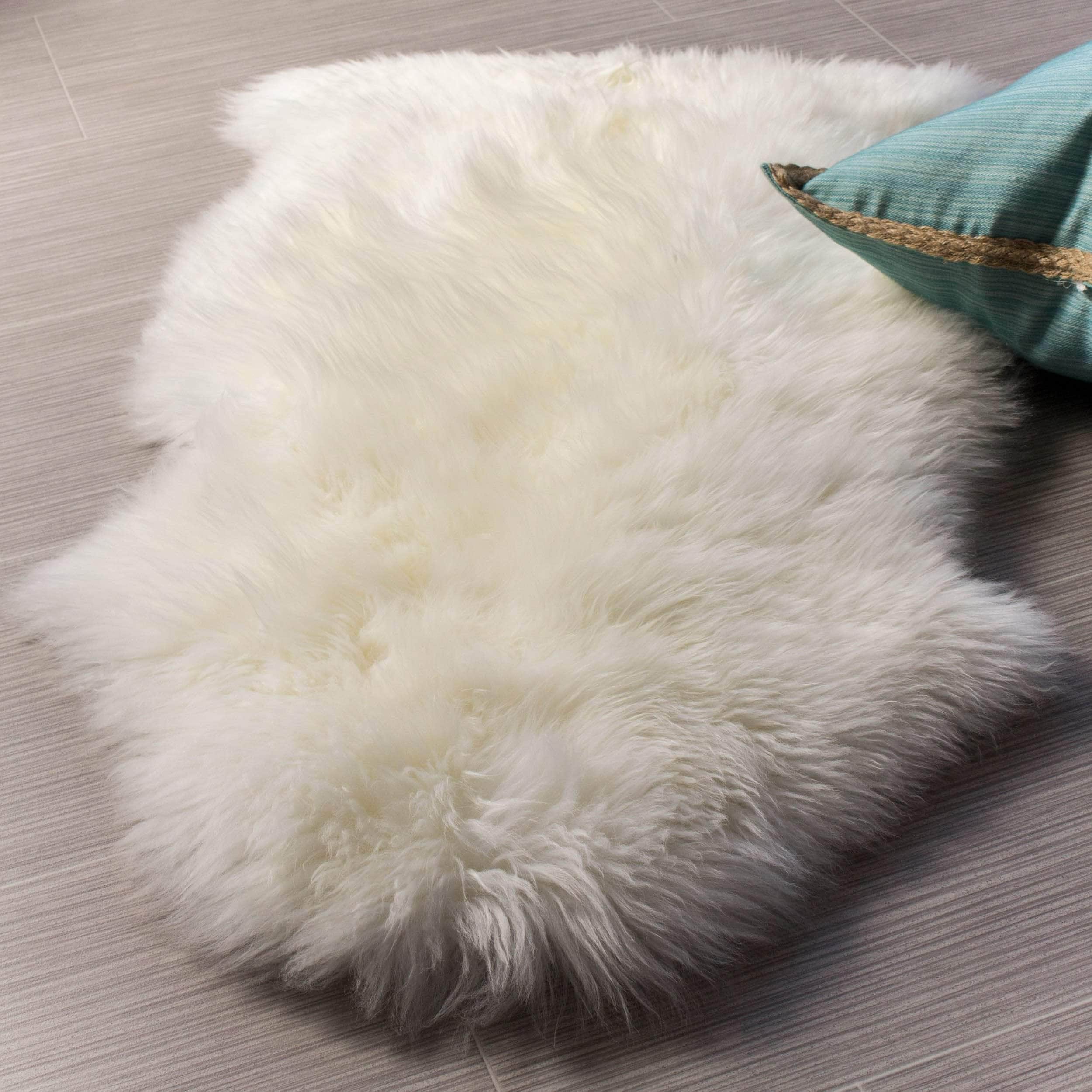small sheepskin rug thrown for accent chair #size_2' x 3'