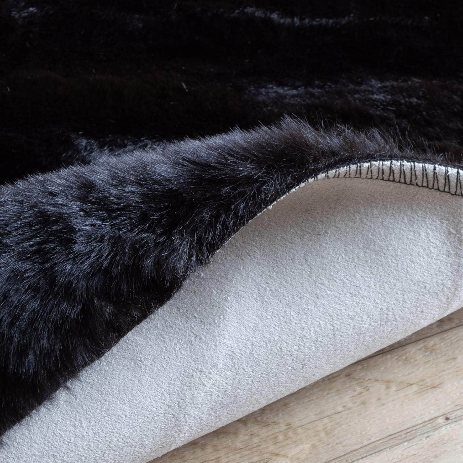 Onslow Faux Rabbit Fur Shag Rug #color_black