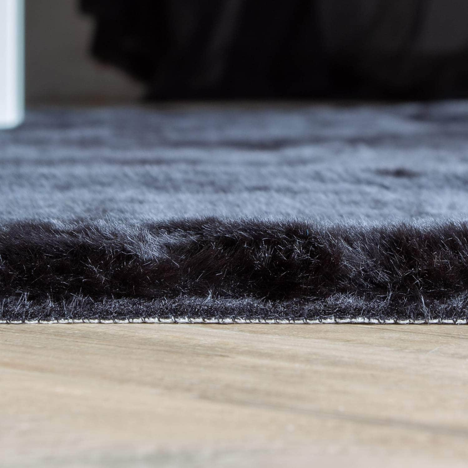 Onslow Faux Rabbit Fur Shag Rug #color_black