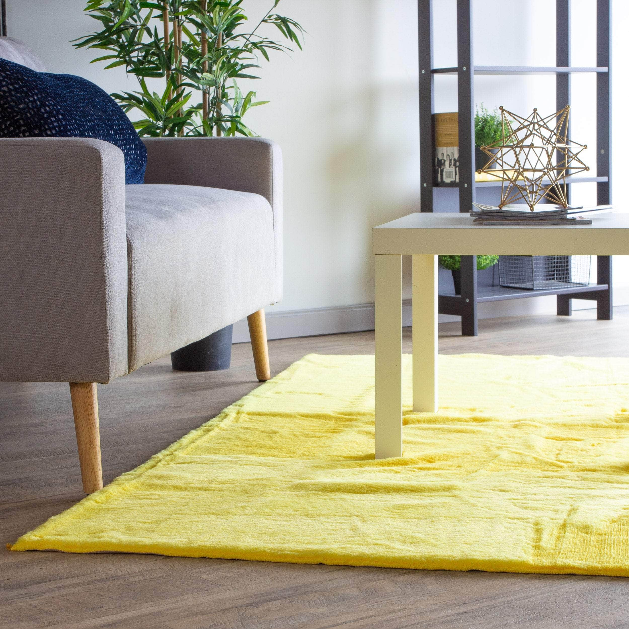 Onslow Faux Rabbit Fur Shag Rug #color_yellow