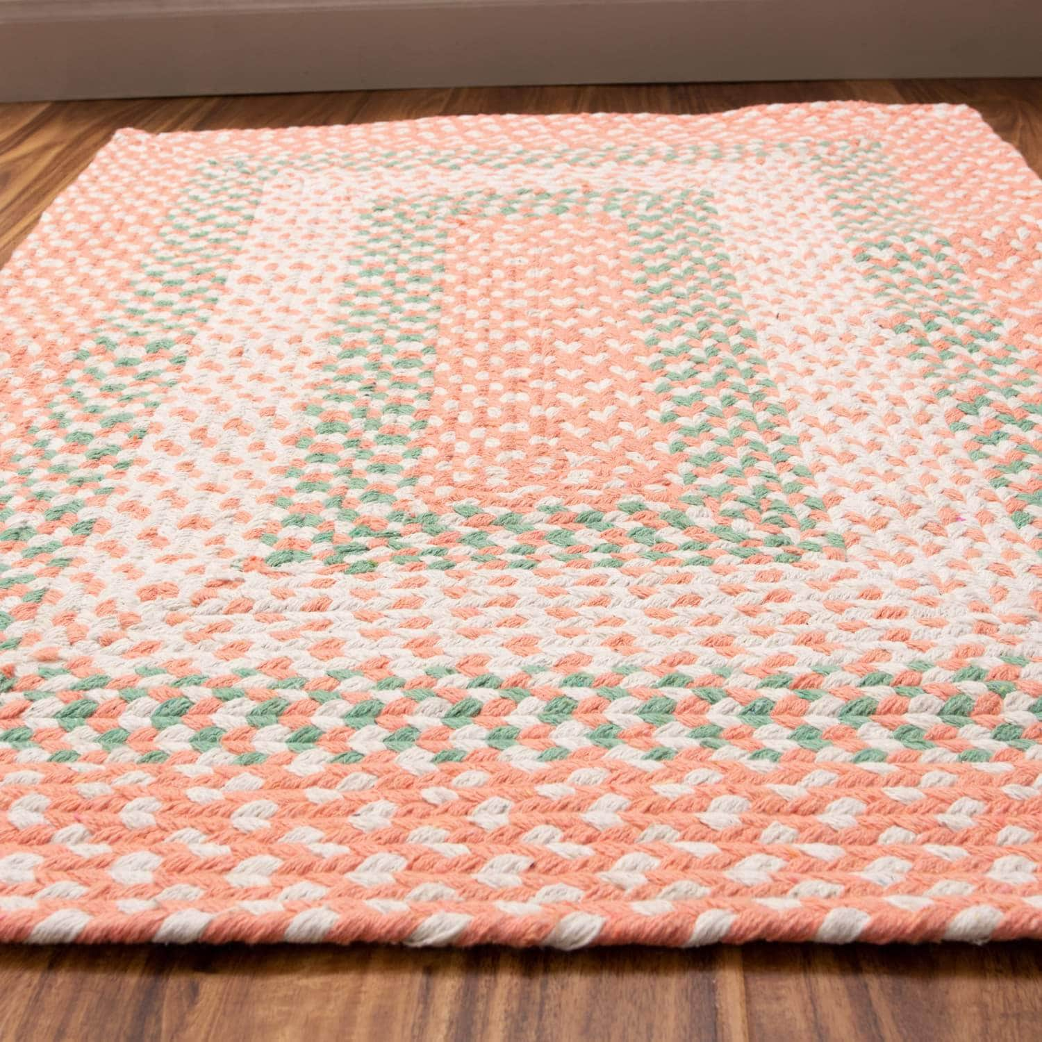 Waterbury WAT01 Coral & Green Rug #color_coral & green