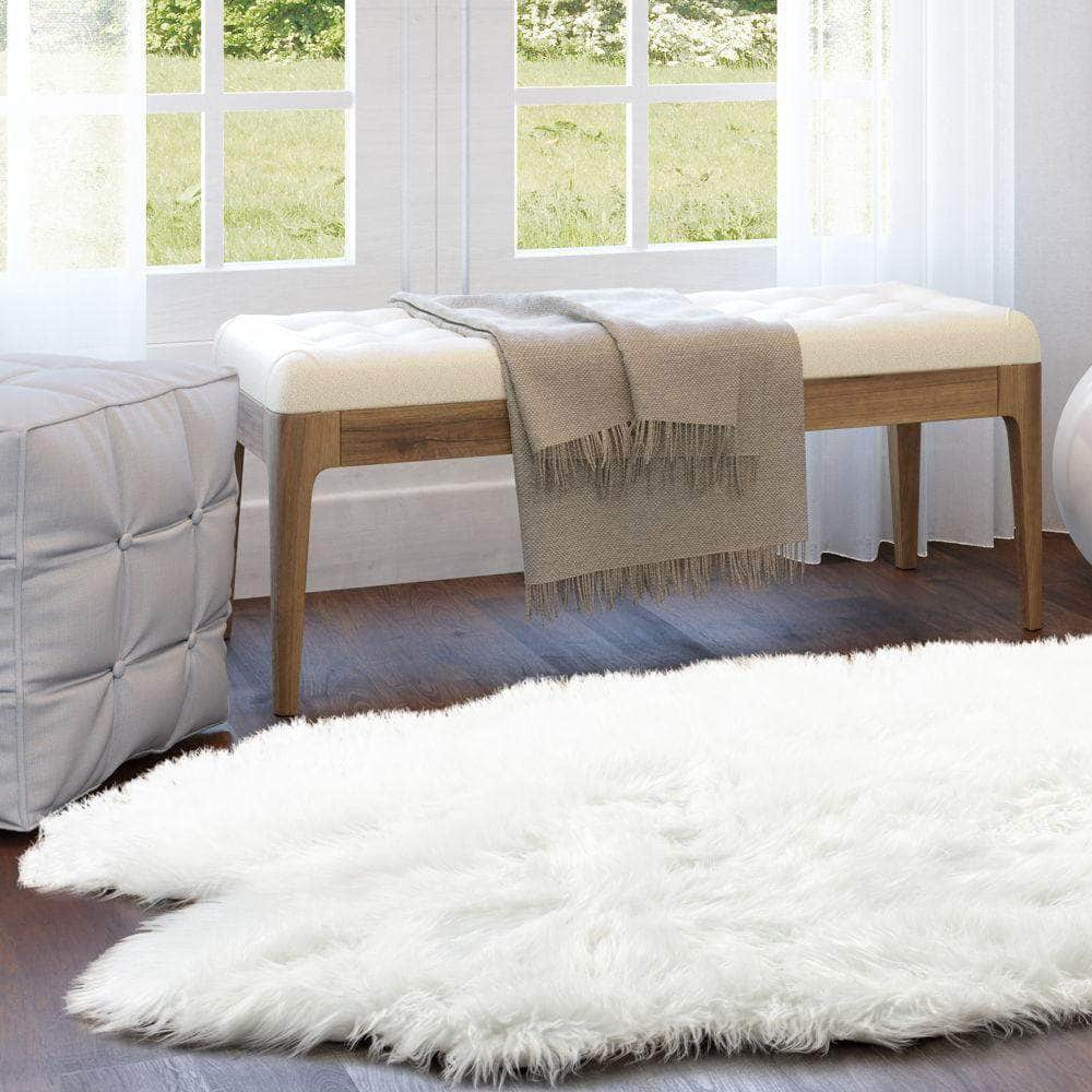 White Faux Sheepskin Shag Rug for Bedrooms #color_white