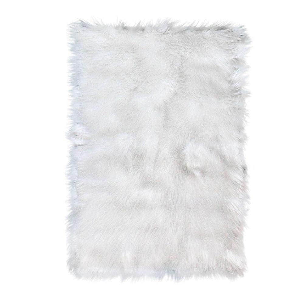 White Faux Sheepskin Shag Rug for Bedrooms #color_white