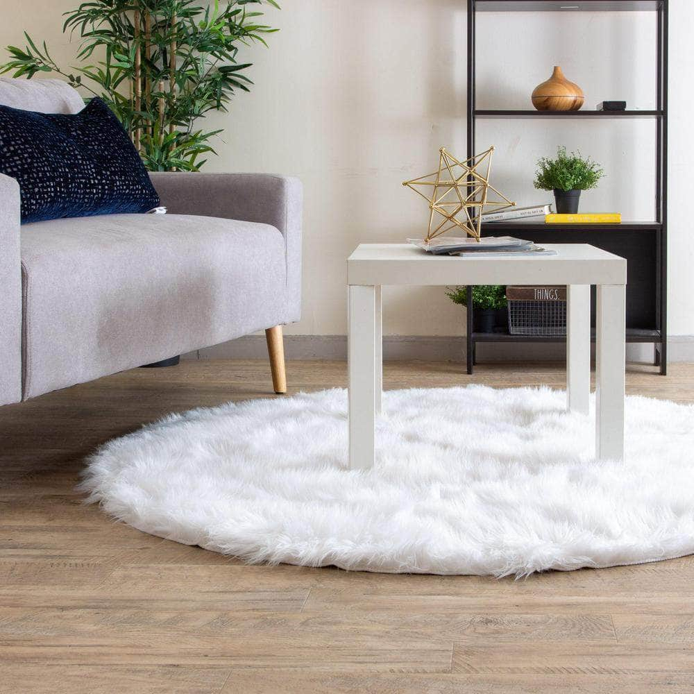 White Faux Sheepskin Shag Rug for Bedrooms #color_white